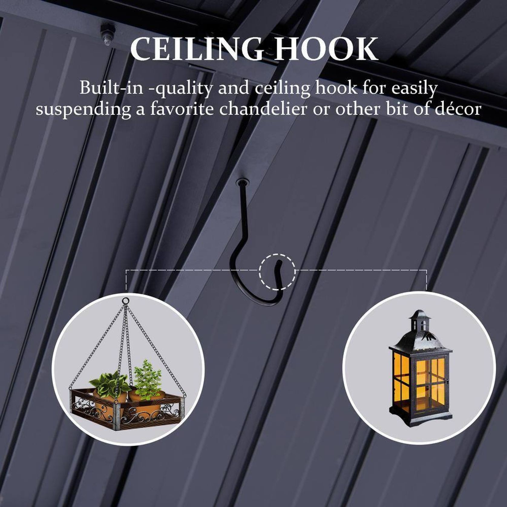 Cedar Wood Patio Gazebo with Black Hard Top Roof gallery detail image