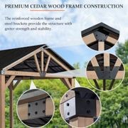 Cedar Wood Patio Gazebo with Black Hard Top Roof gallery detail image