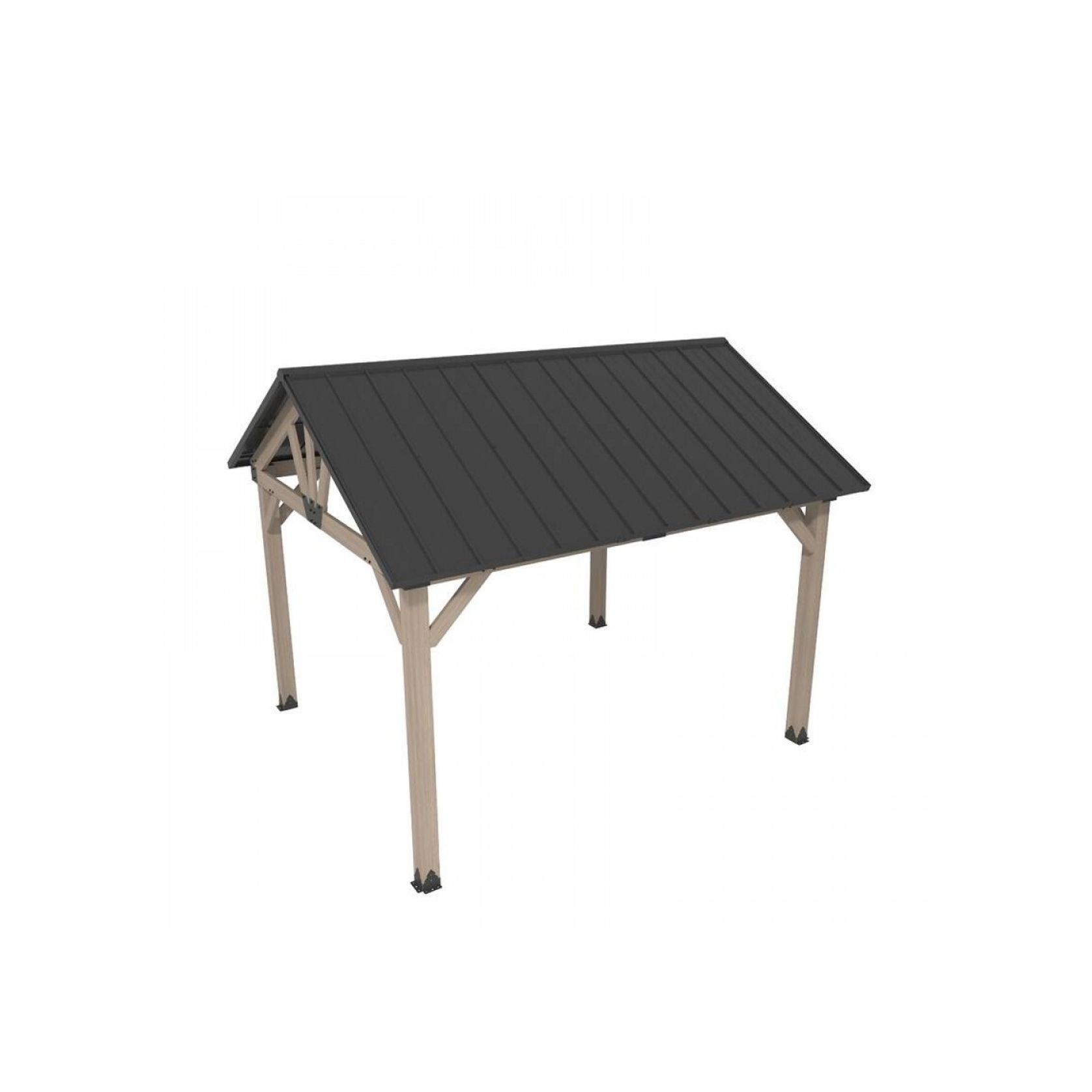 Cedar Wood Patio Gazebo with Black Hard Top Roof gallery detail image