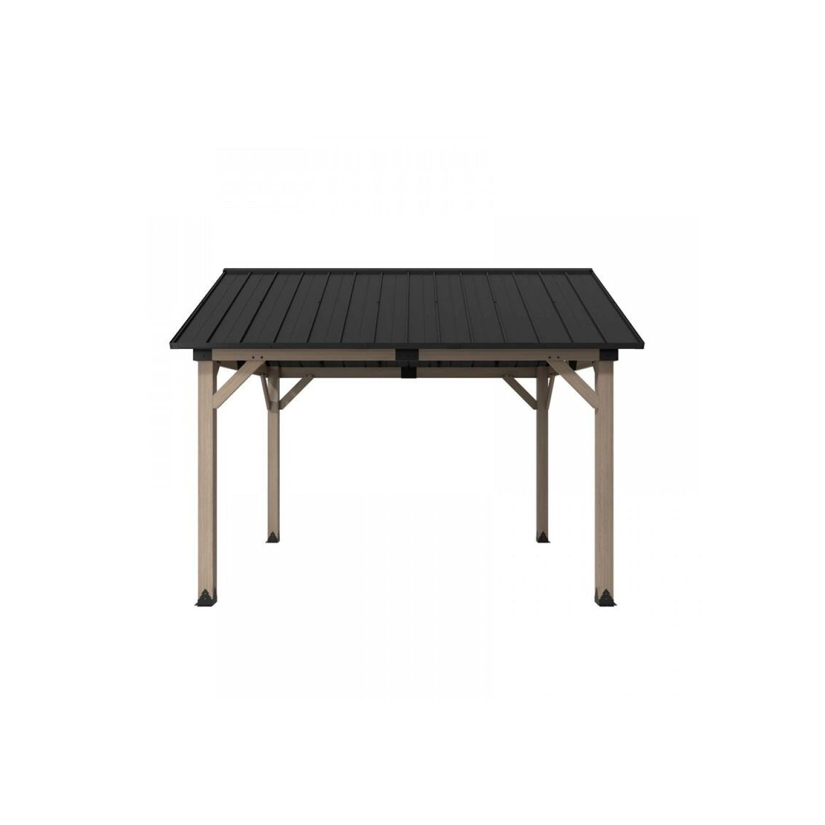 Cedar Wood Patio Gazebo with Black Hard Top Roof gallery detail image