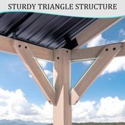 Cedar Wood Patio Gazebo with Black Hard Top Roof gallery detail image