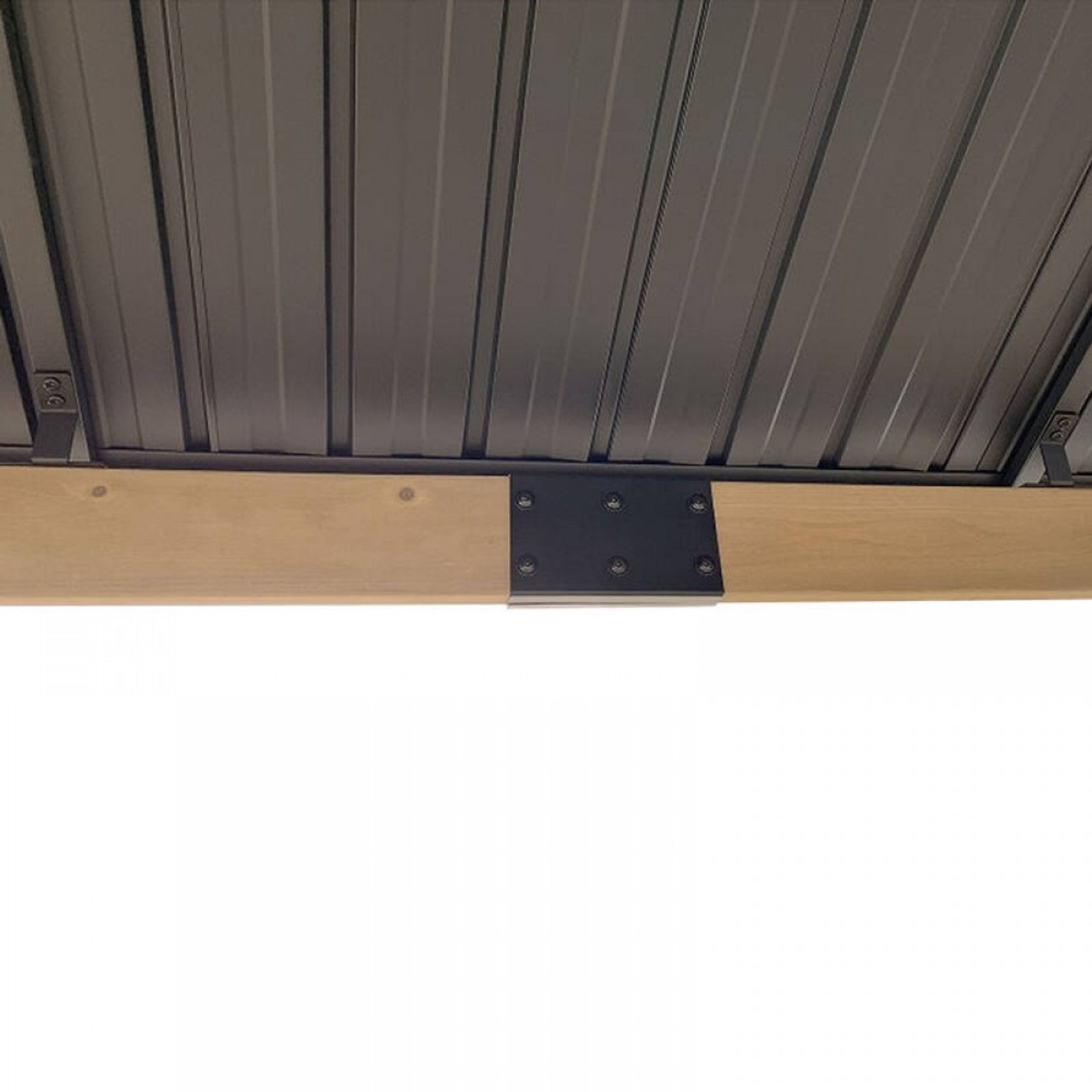 Cedar Wood Patio Gazebo with Black Hard Top Roof gallery detail image