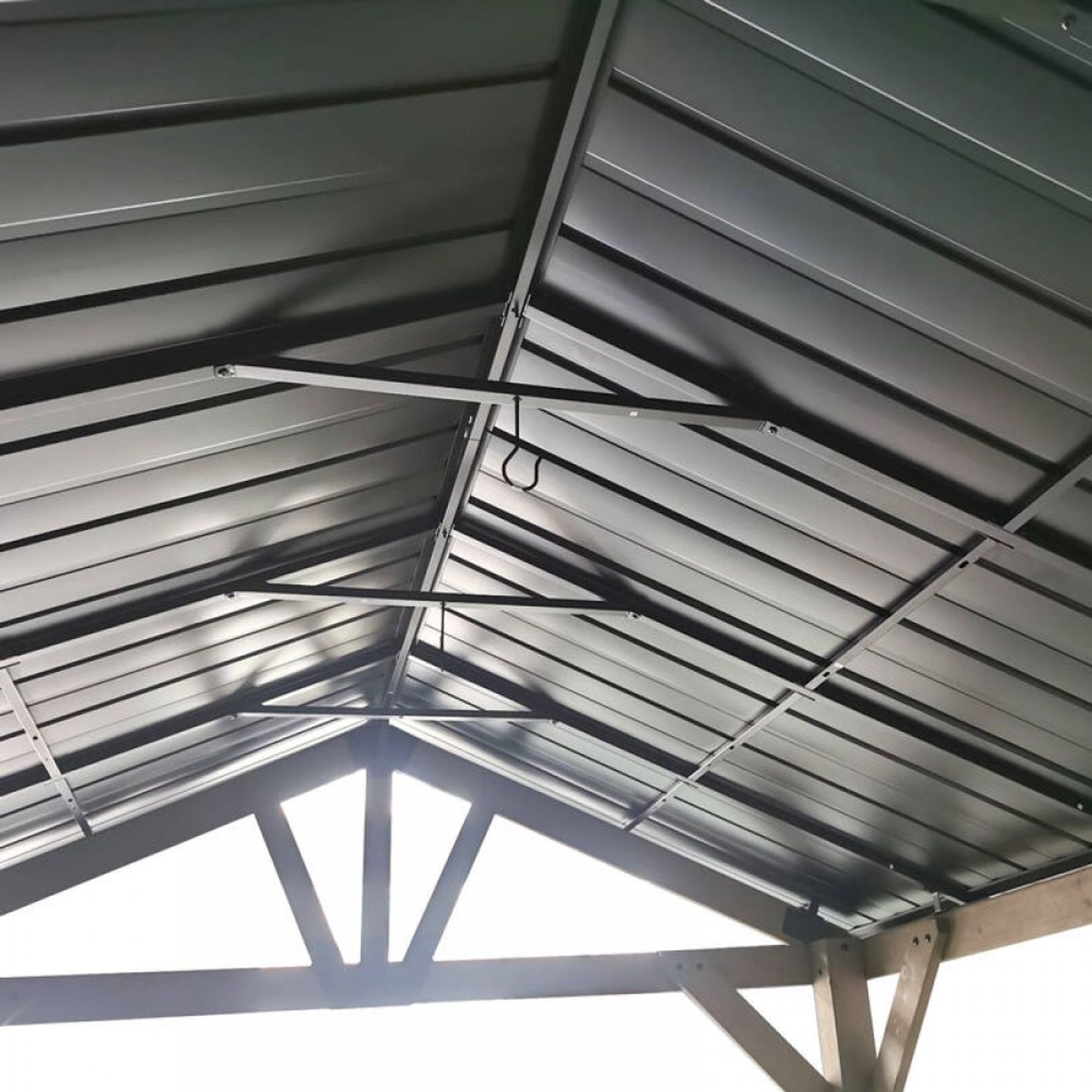 Cedar Wood Patio Gazebo with Black Hard Top Roof gallery detail image