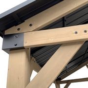 Cedar Wood Patio Gazebo with Black Hard Top Roof gallery detail image