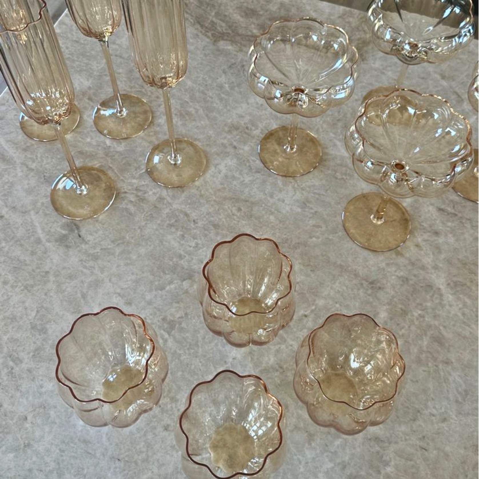 Petal Stemless Glass | Light Amber | Set of 4 gallery detail image