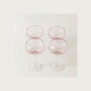 Ribbed Champagne Coupe- Set 4 Blush gallery detail image