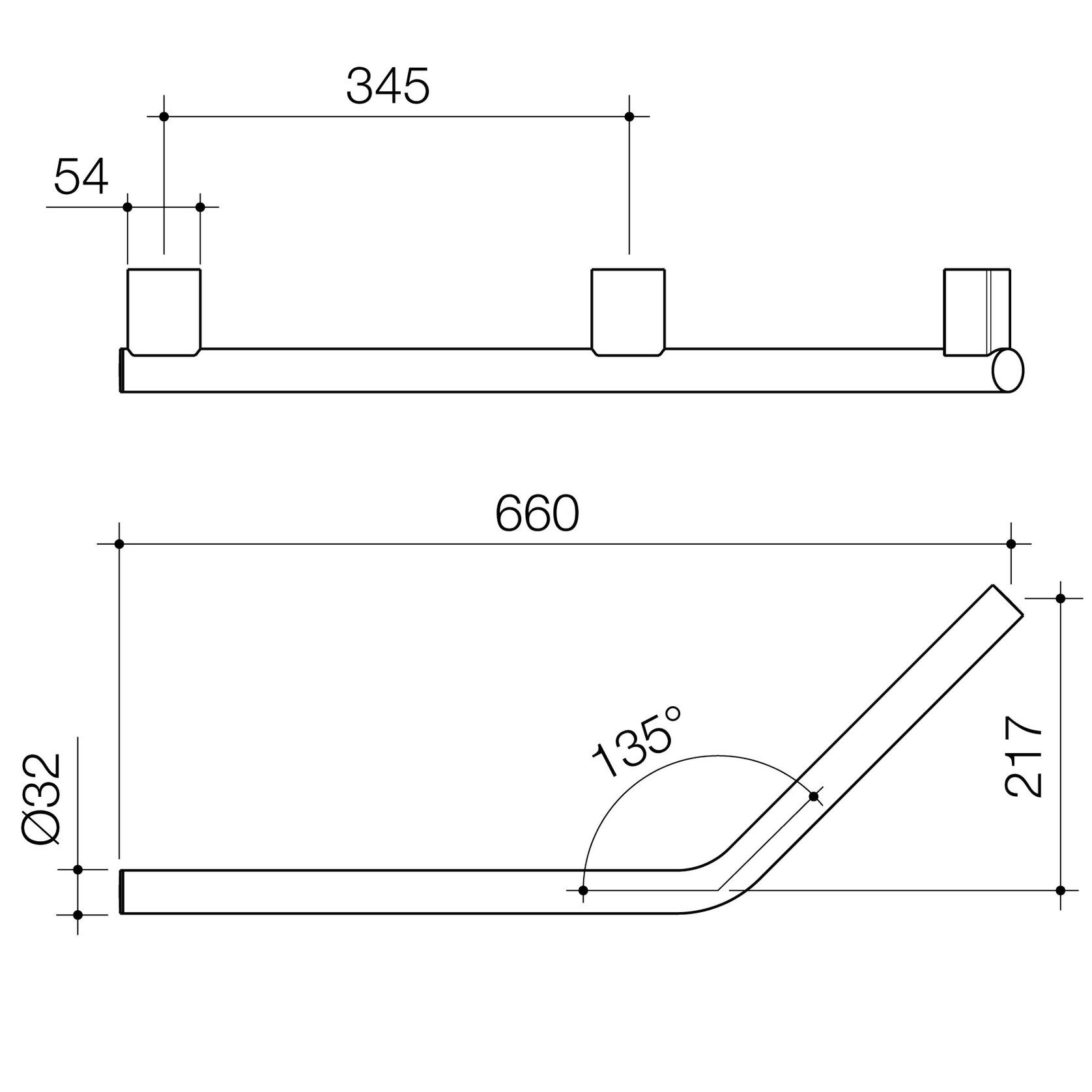 Opal Support Rail 135 Degree Left Handed gallery detail image
