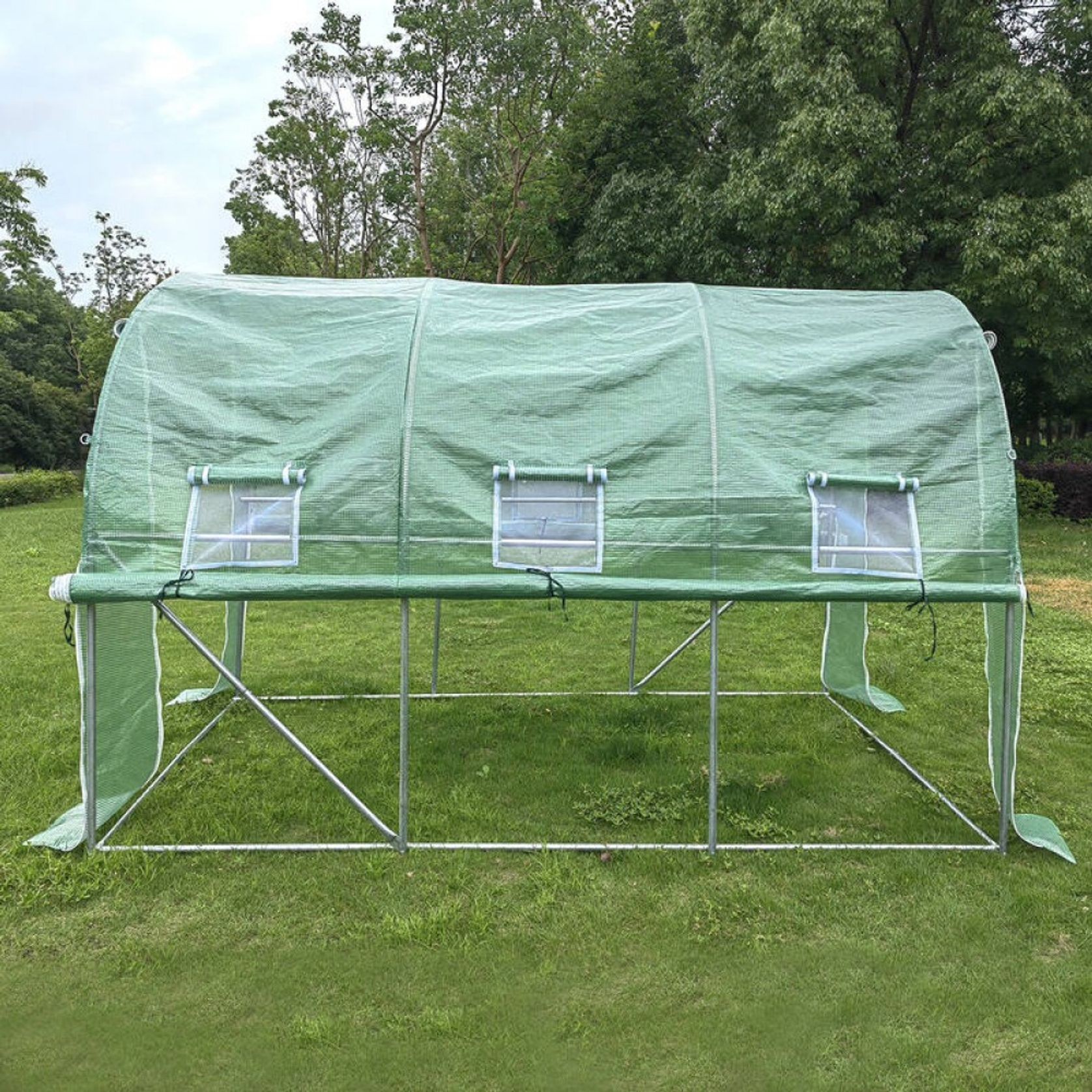 Strong Tunnel Greenhouse Galvanised Frame Side Open | 3m gallery detail image