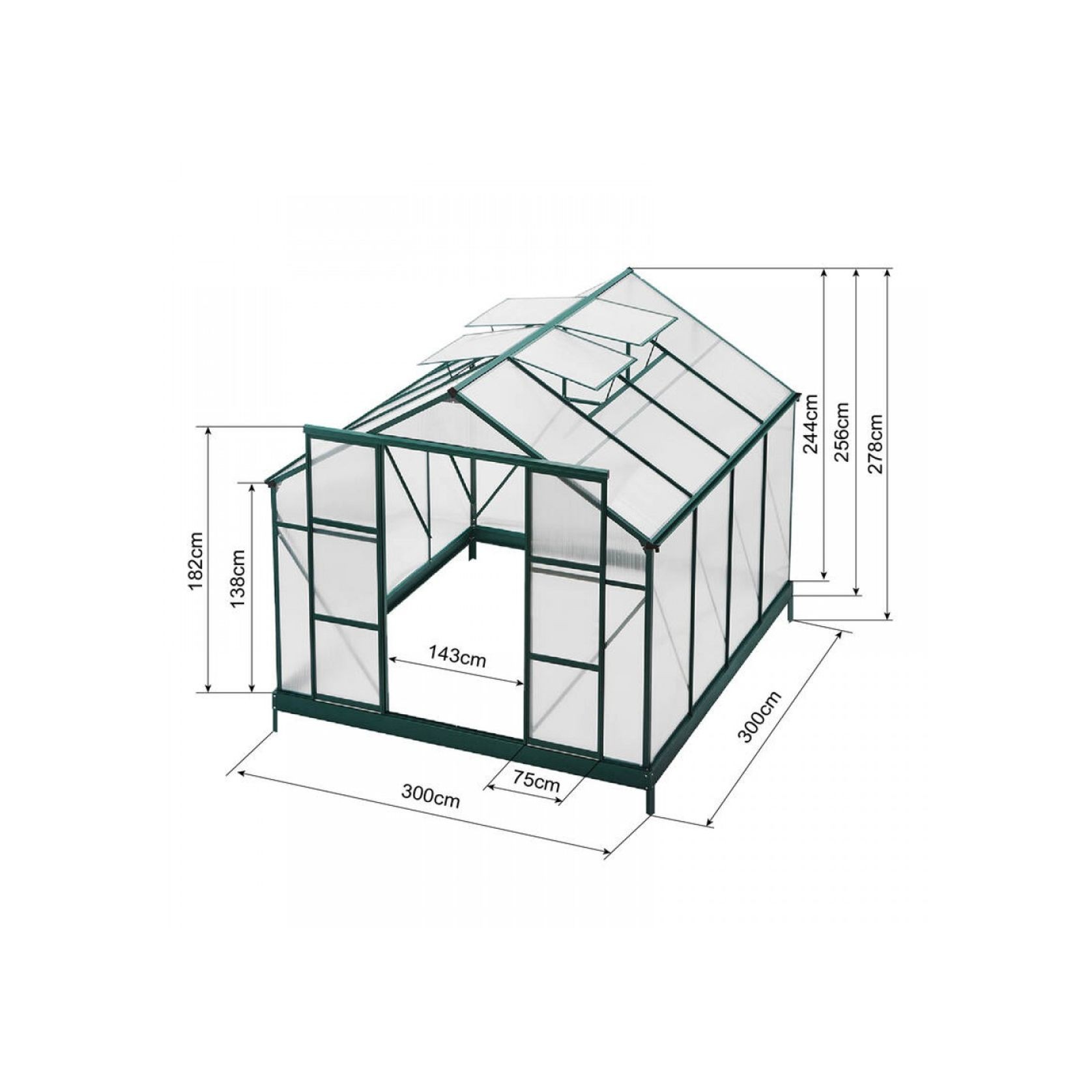 Ultimate Greenhouse 6mm Twin Wall 3000 x 3000mm gallery detail image