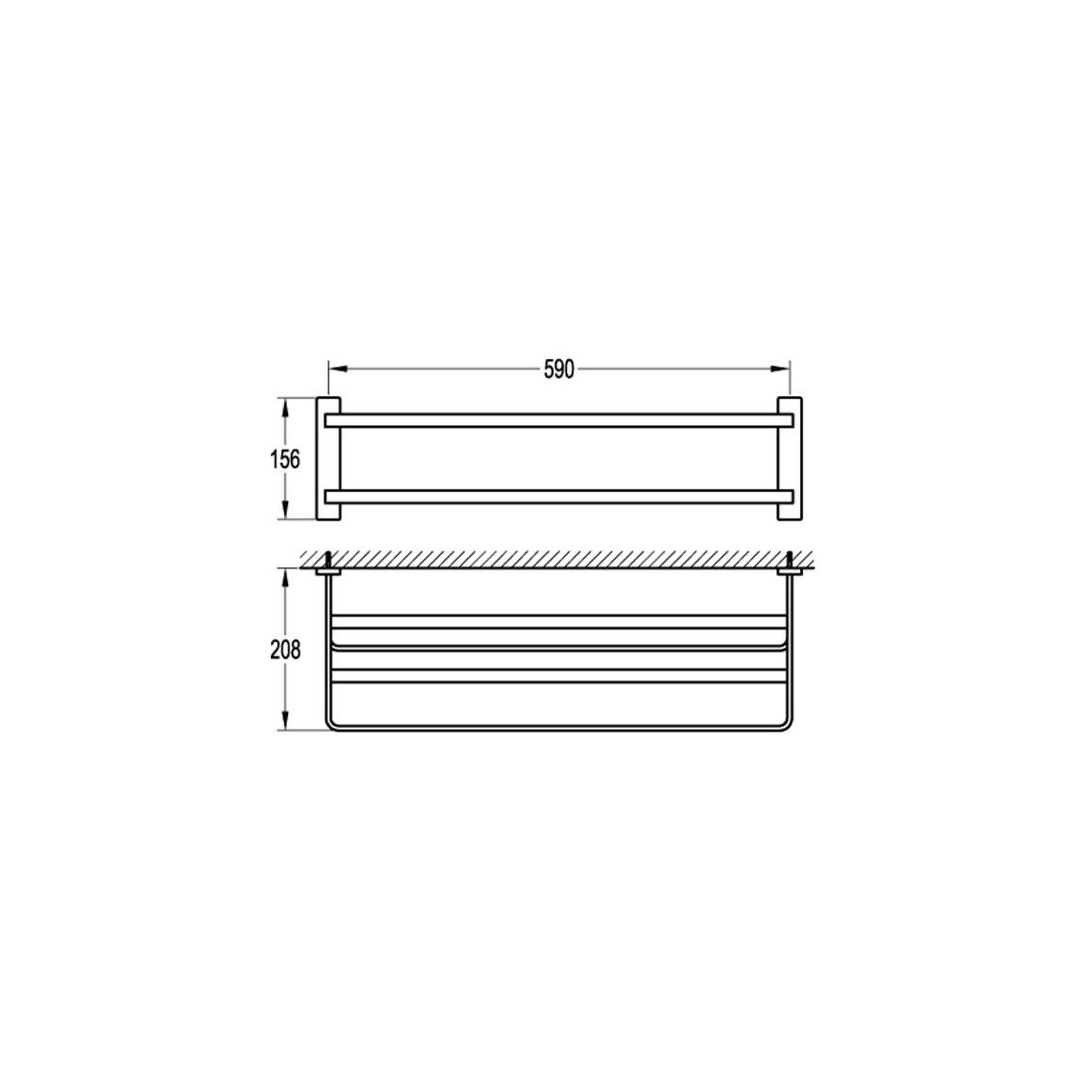 Cubic Long Towel Shelf and Rail 610mm Chrome gallery detail image