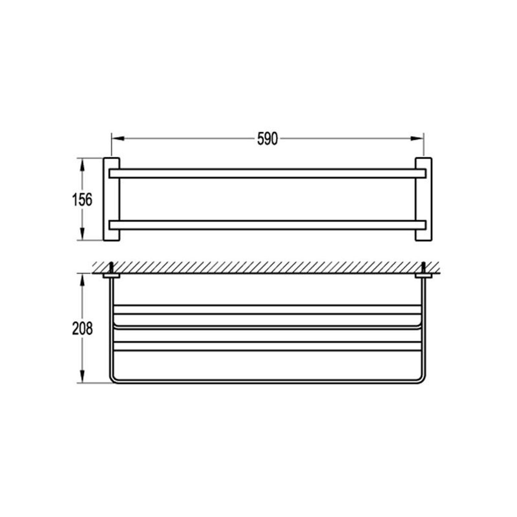 Cubic Long Towel Shelf and Rail 610mm Chrome gallery detail image