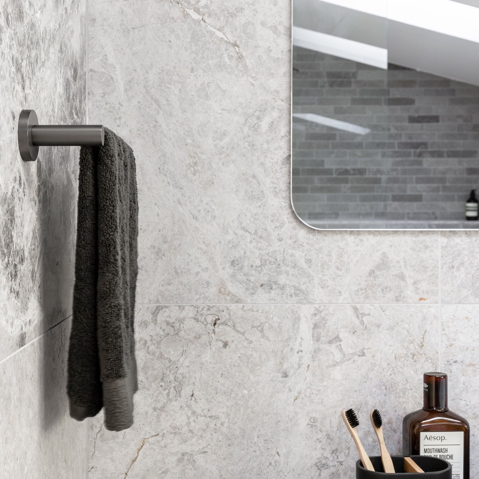 Elysian Hand Towel Holder - Brushed Gunmetal gallery detail image