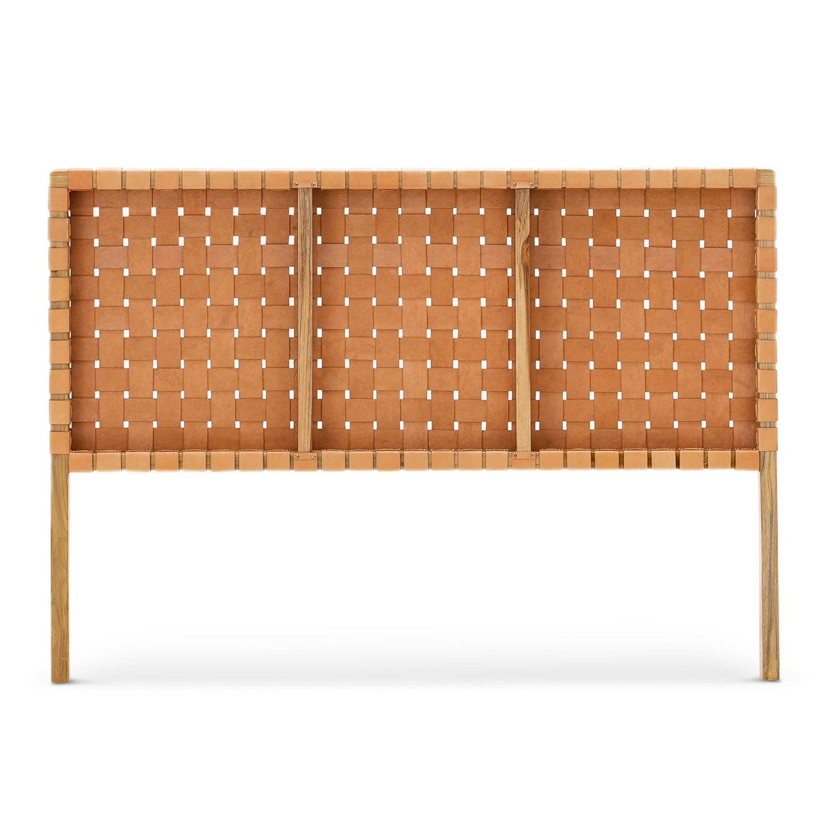 Lazie Leather Strapping Bedhead | Teak & Natural Tan gallery detail image