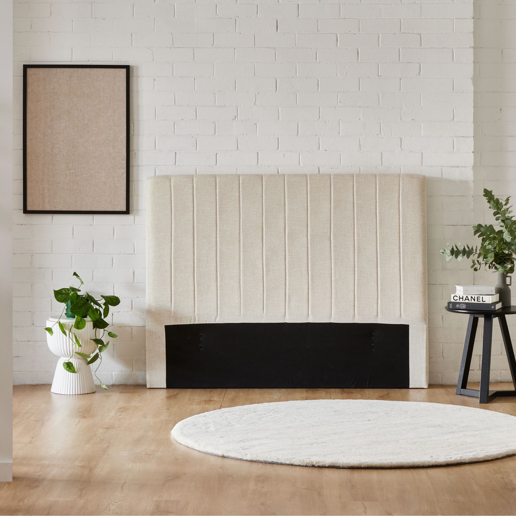 Cannes Queen Upholstered Headboard Beige ArchiPro AU