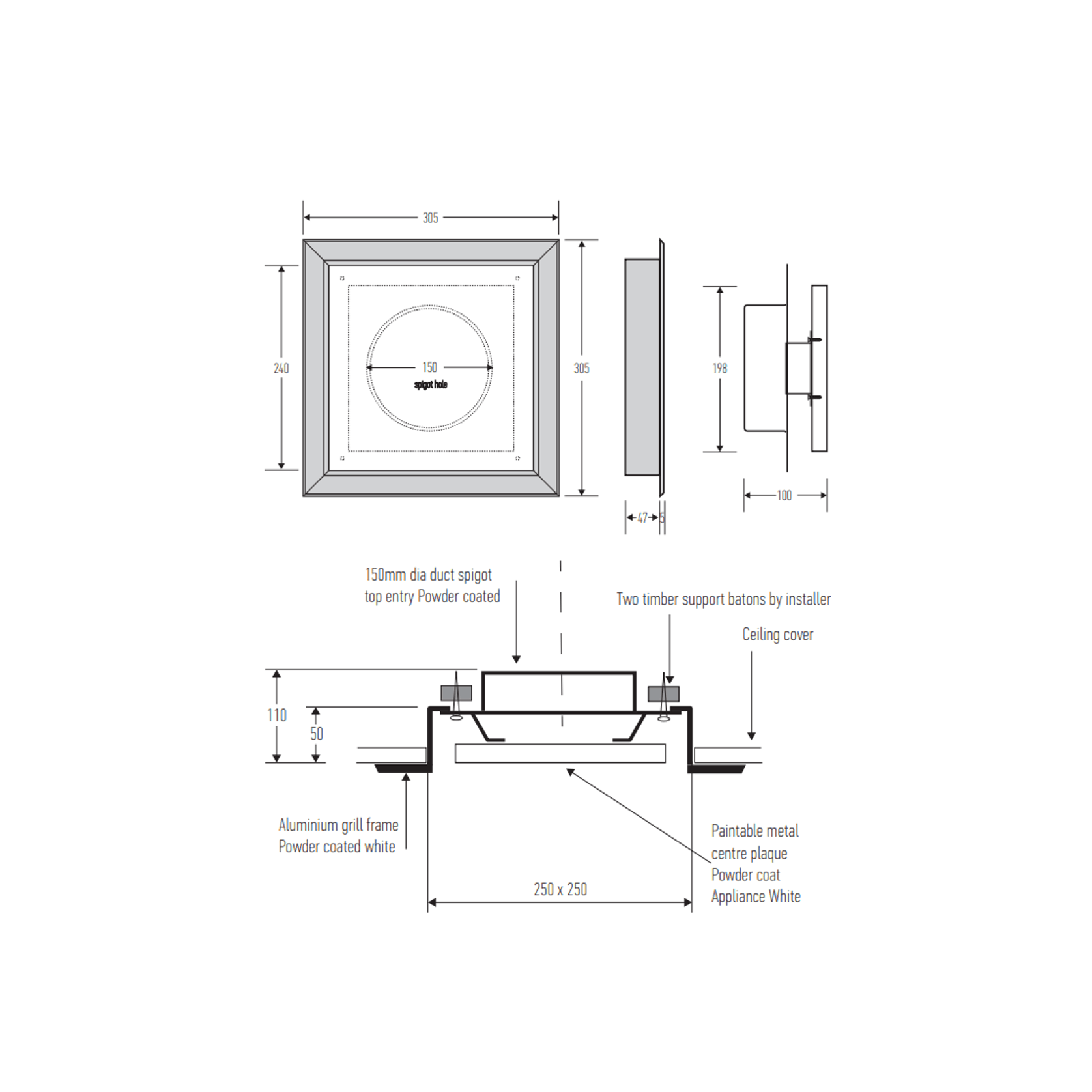 HB1011 / 250 Retro Fit Framed Square Grill gallery detail image