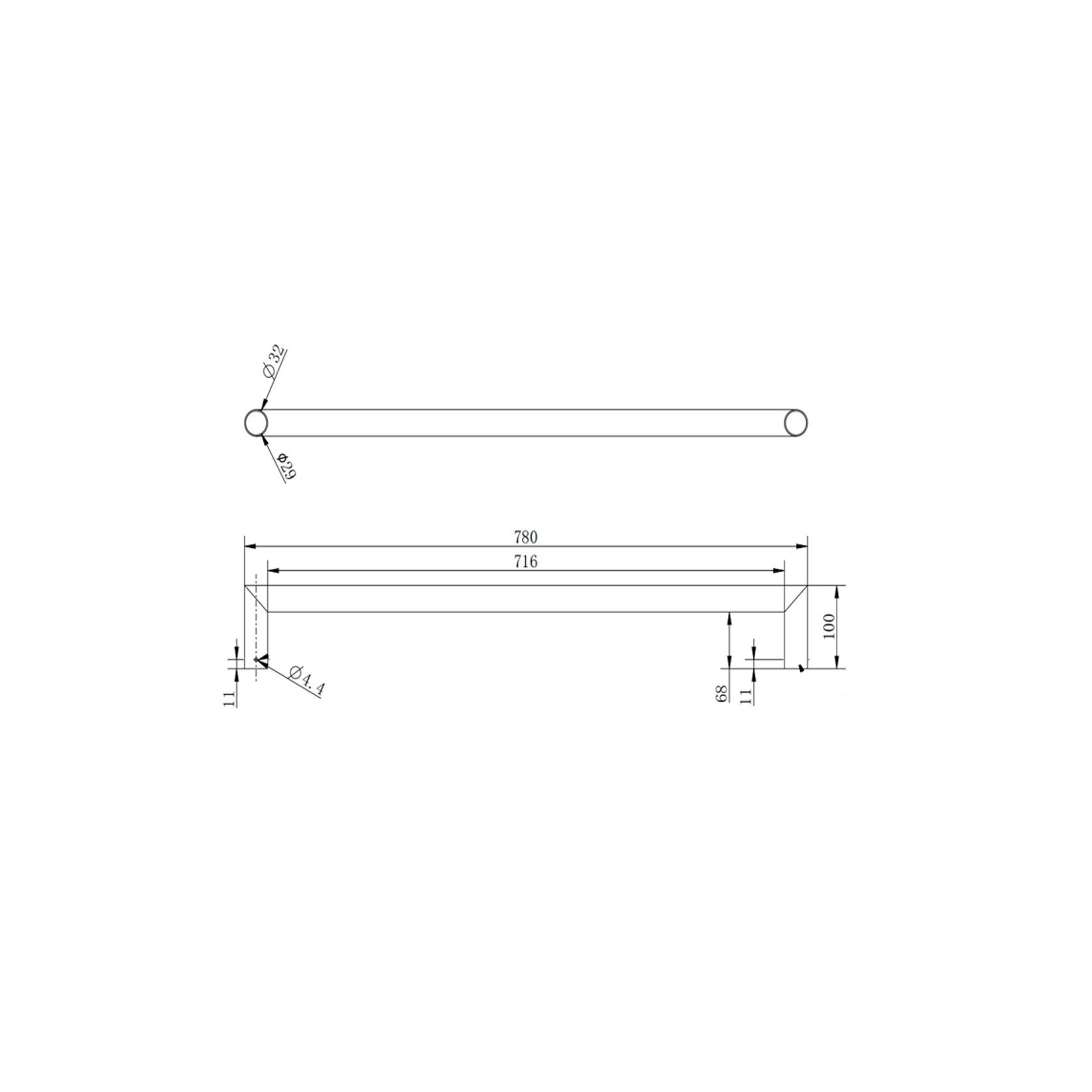 Round Horizontal Heated Towel Rail Brushed Nickel gallery detail image