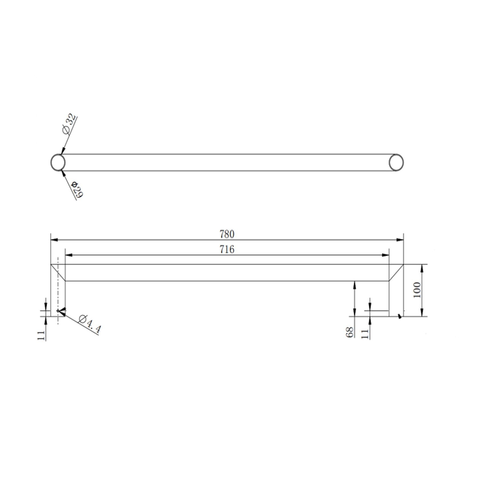 Round Horizontal Heated Towel Rail Brushed Brass gallery detail image