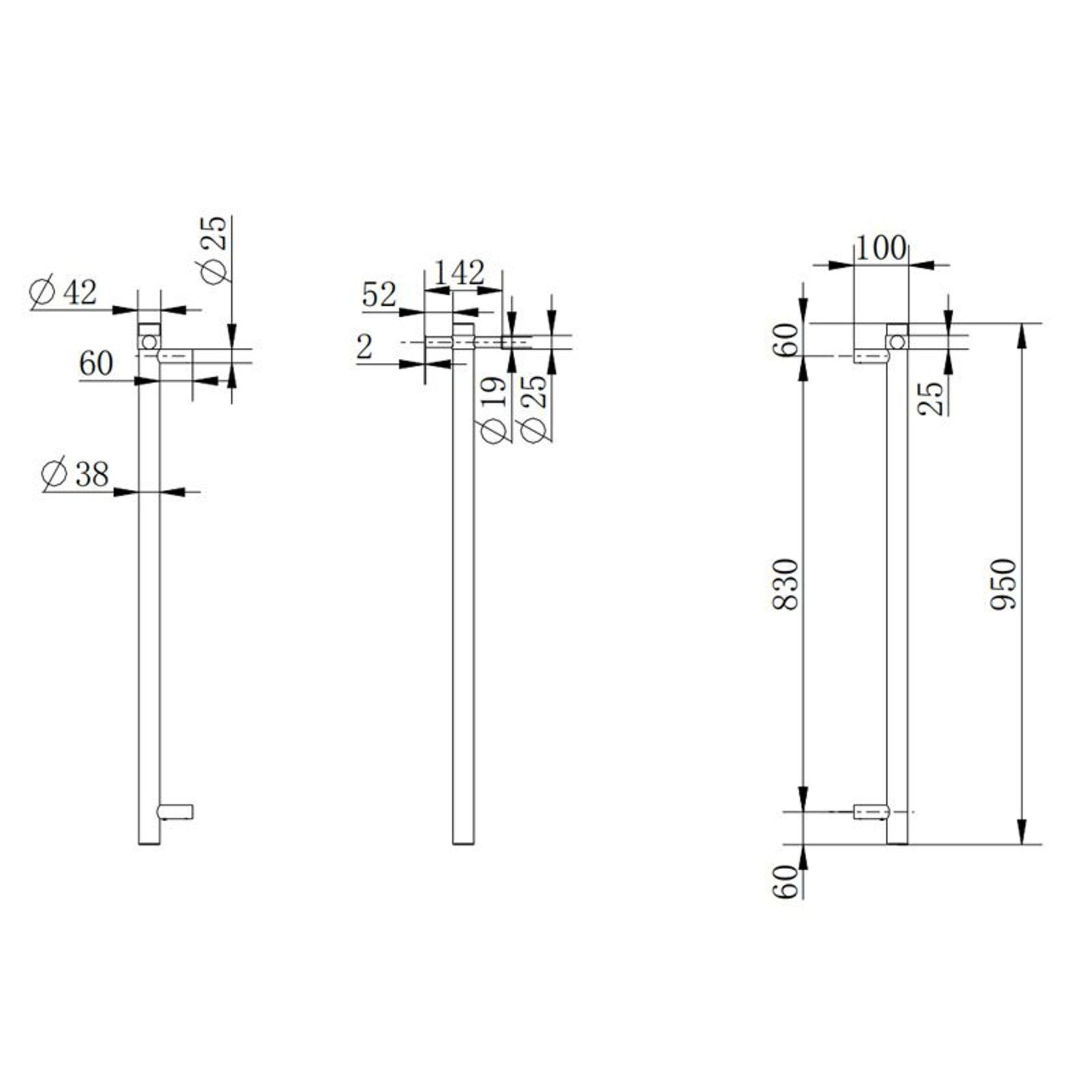 Vertical Heated Towel Rail Brushed Brass gallery detail image