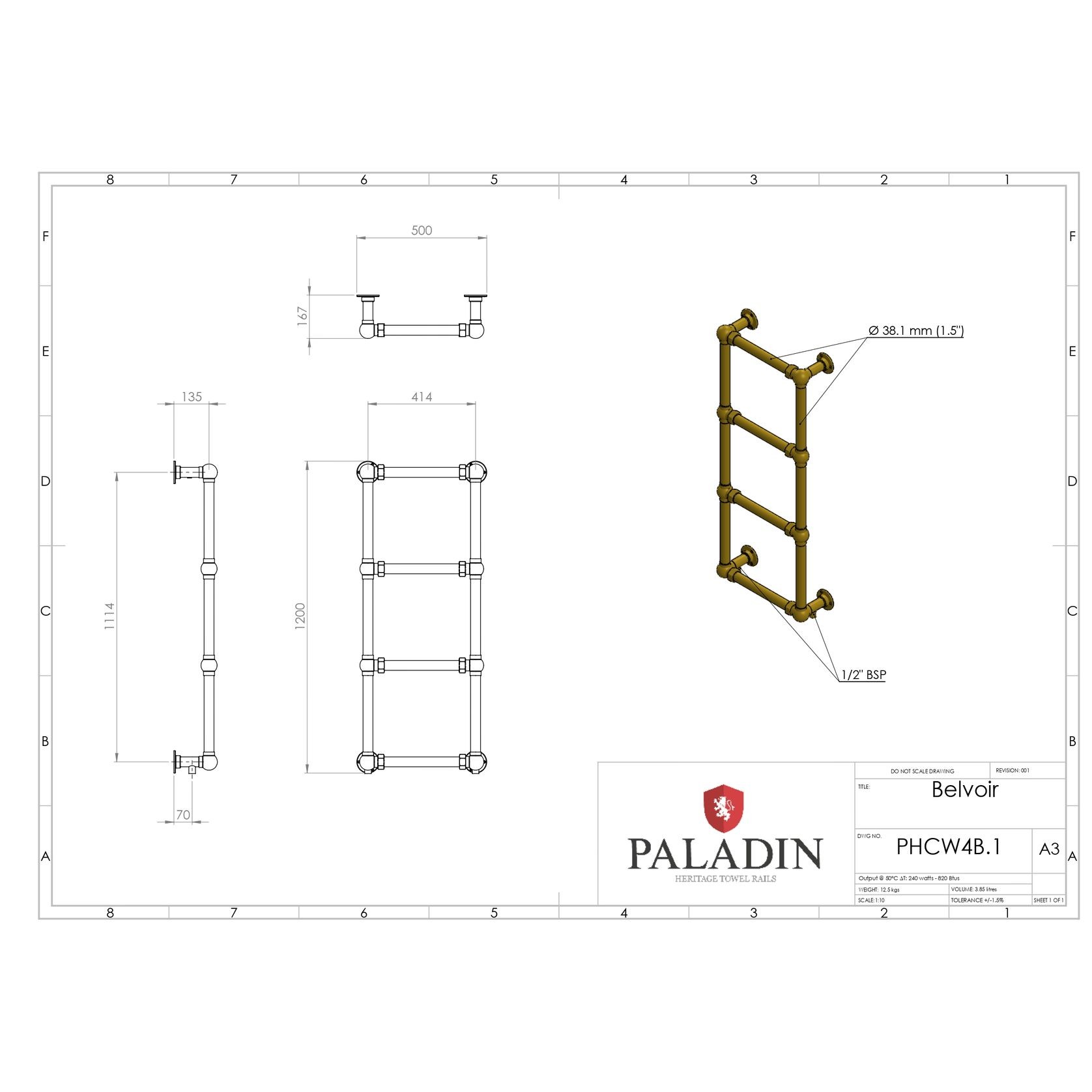 Paladin 4 Bar Belvoir Towel Rail (Antique Brass) gallery detail image