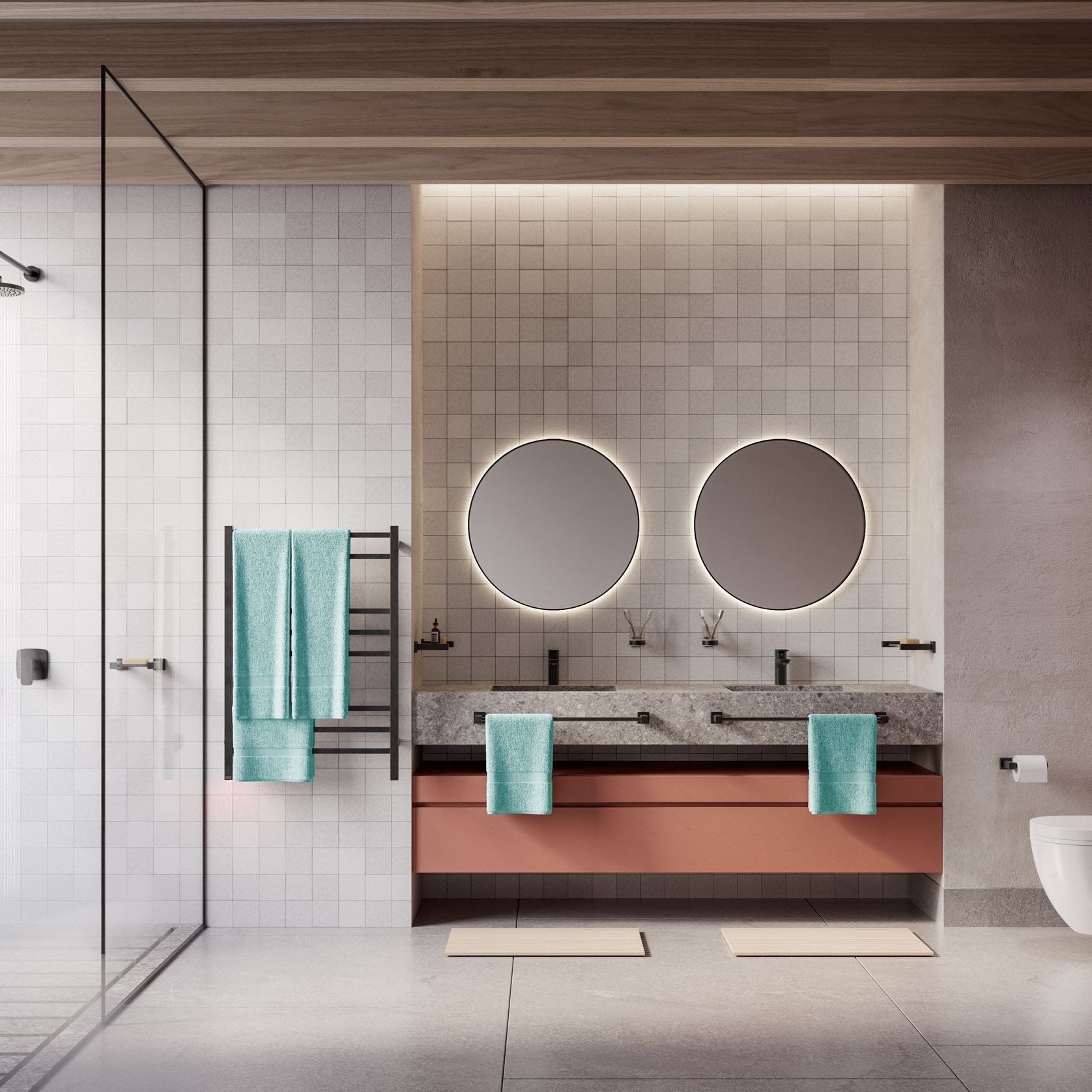 CUBIC 8 Bar 650mm Straight Heated Towel Rail with PTSelect Switch gallery detail image