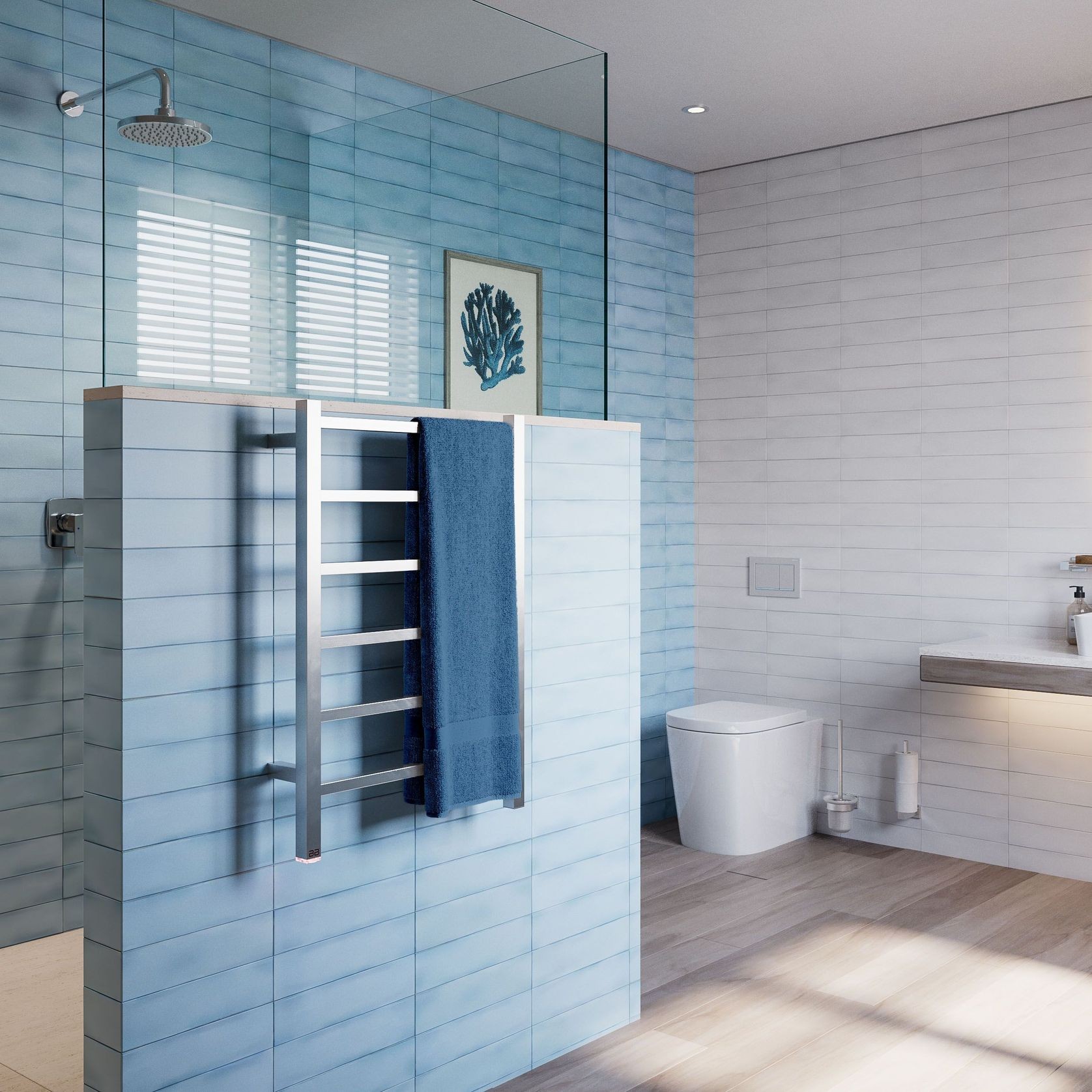 CUBIC 6 Bar 530mm Straight Heated Towel Rail with PTSelect Switch gallery detail image