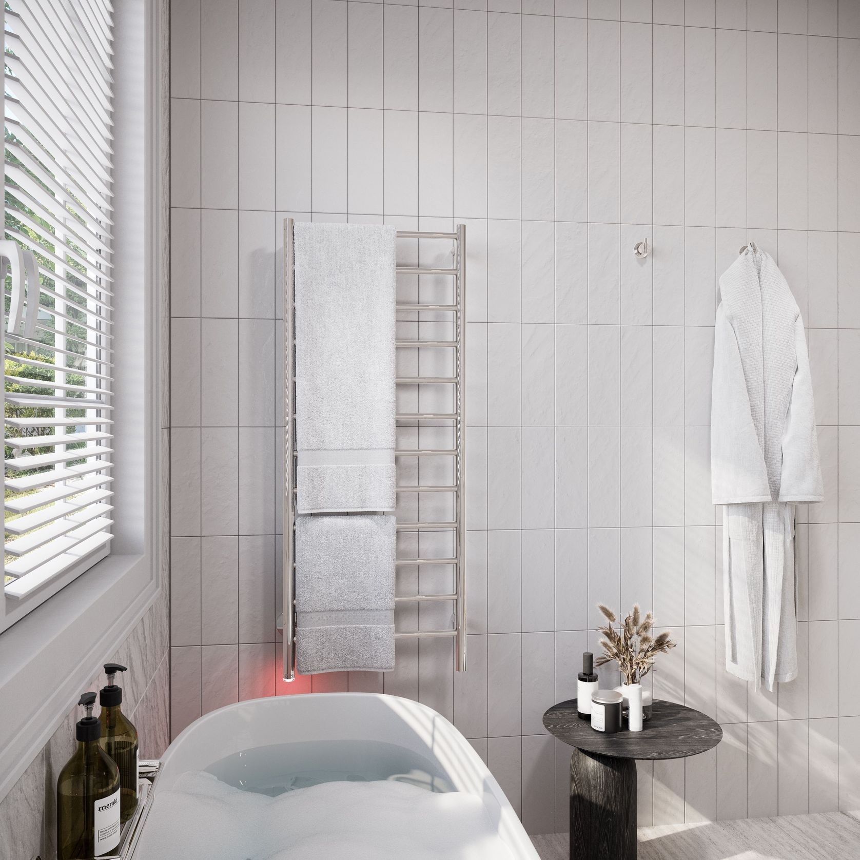 NATURAL 12 Bar 500mm Straight Heated Towel Rail with PTSelect Switch gallery detail image