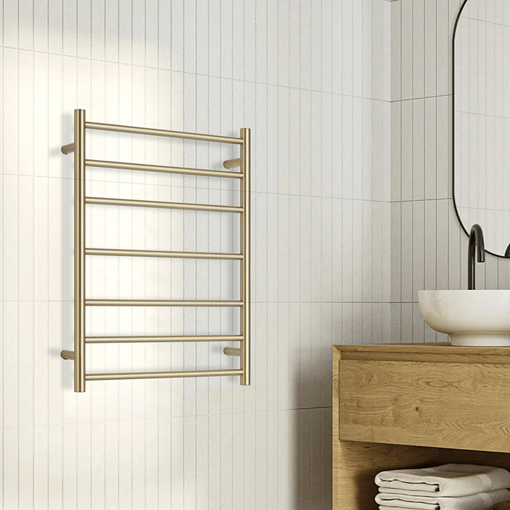Calora Heated Towel Rail Ladder 7 Bar 630x122x800mm gallery detail image
