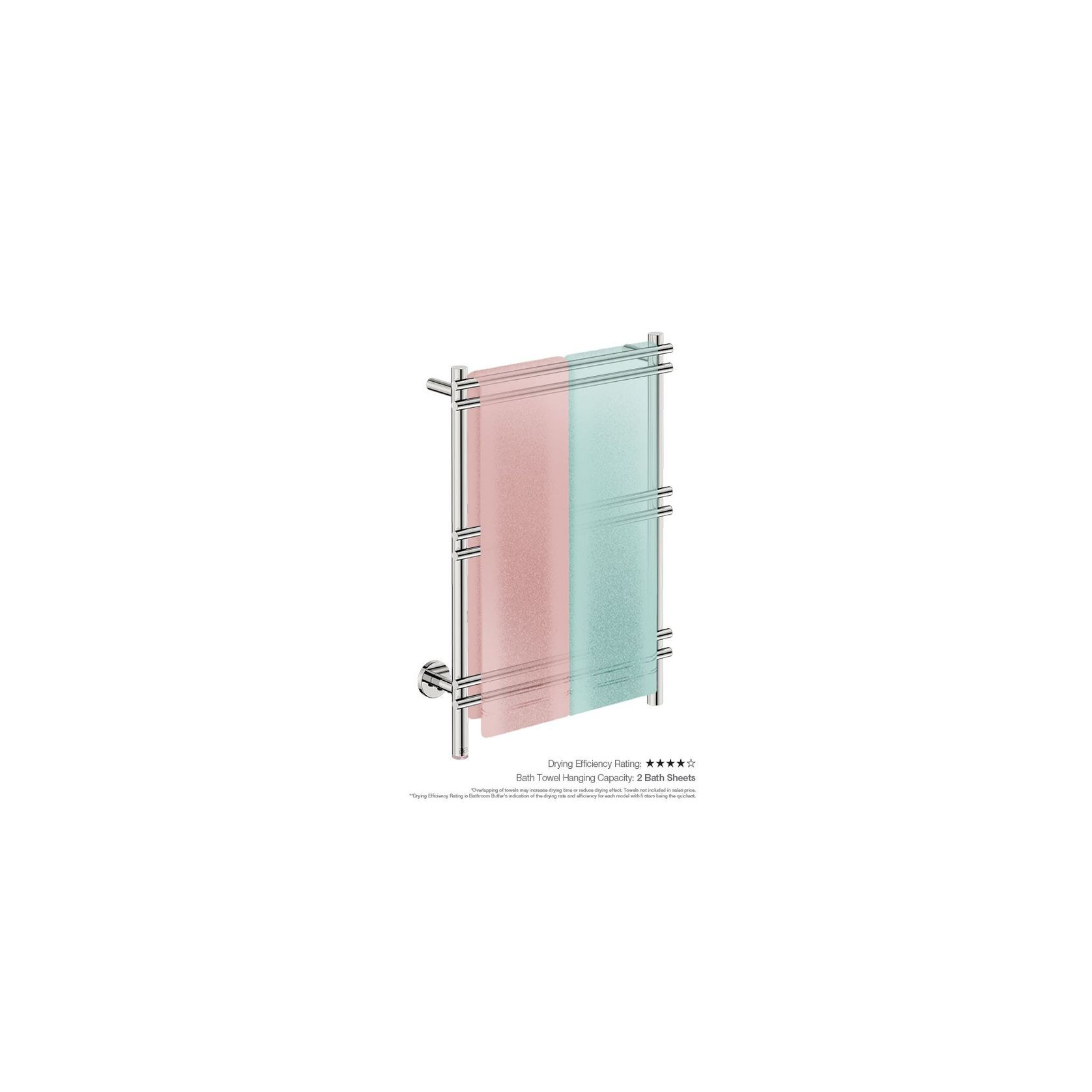 LOFT 6 Bar 550mm Straight Heated Towel Rail with PTSelect Switch gallery detail image