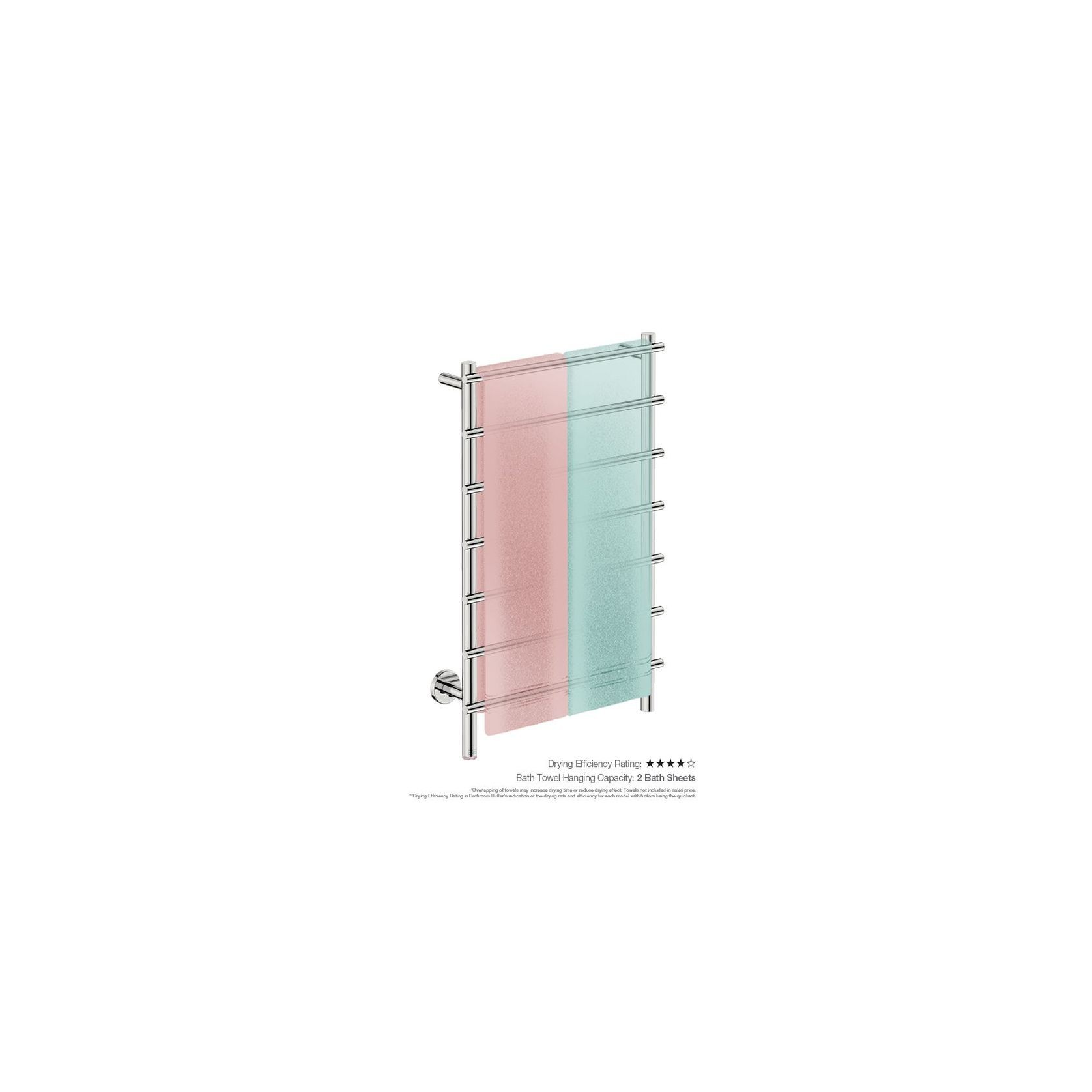 LOFT 7 Bar 550mm Straight Heated Towel Rail with PTSelect Switch gallery detail image