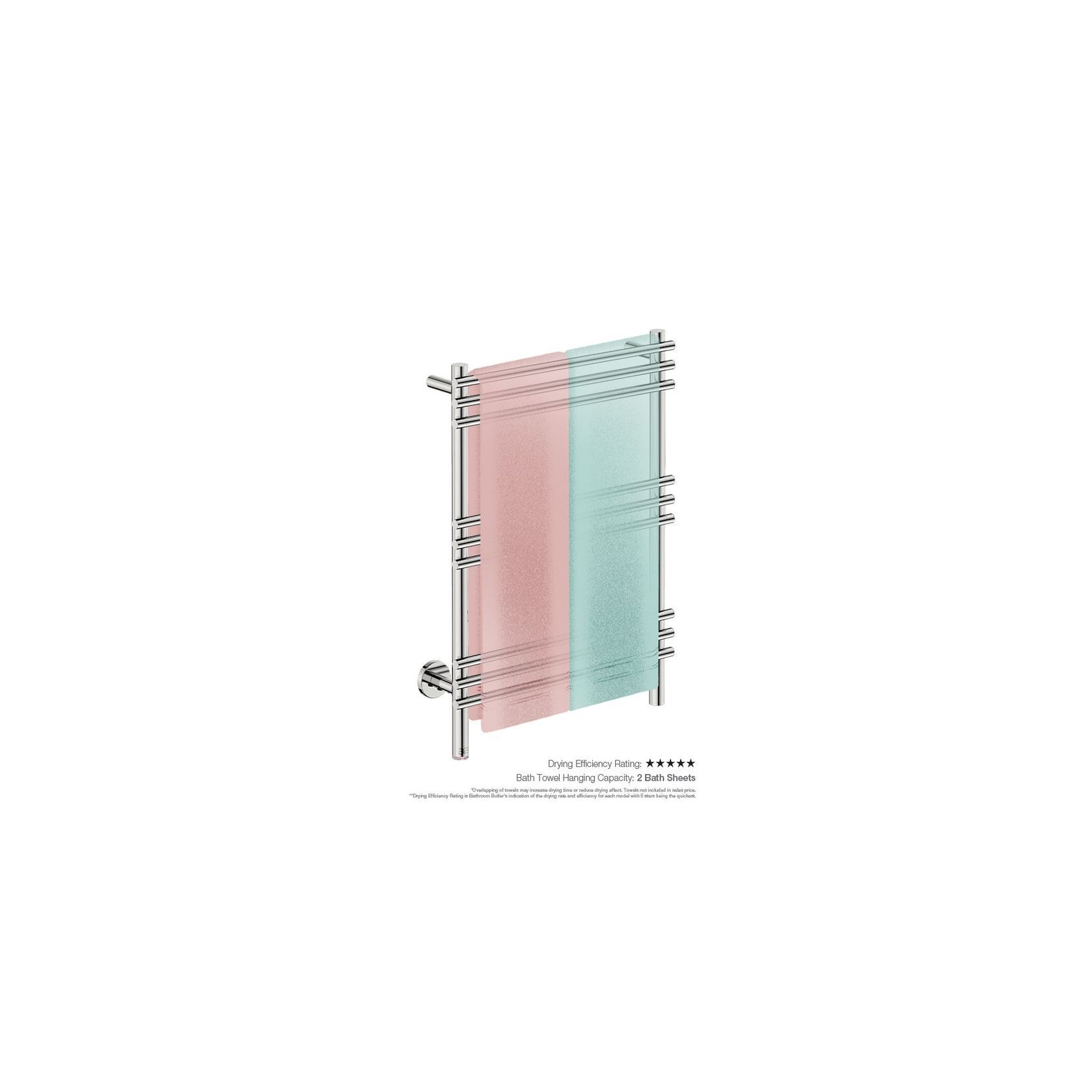 LOFT 9 Bar 550mm Straight Heated Towel Rail with PTSelect Switch gallery detail image