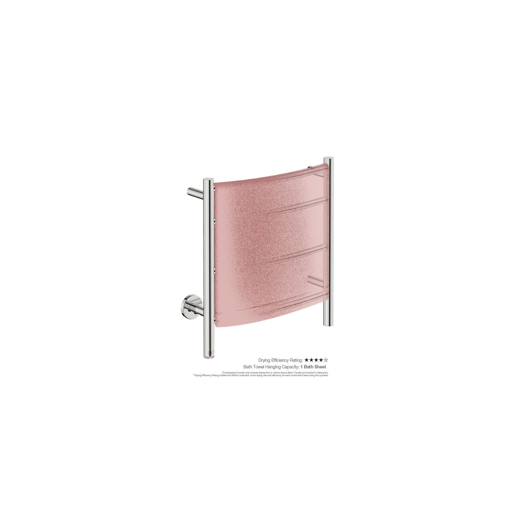 NATURAL 4 Bar 500mm Curved Heated Towel Rail with PTSelect Switch gallery detail image