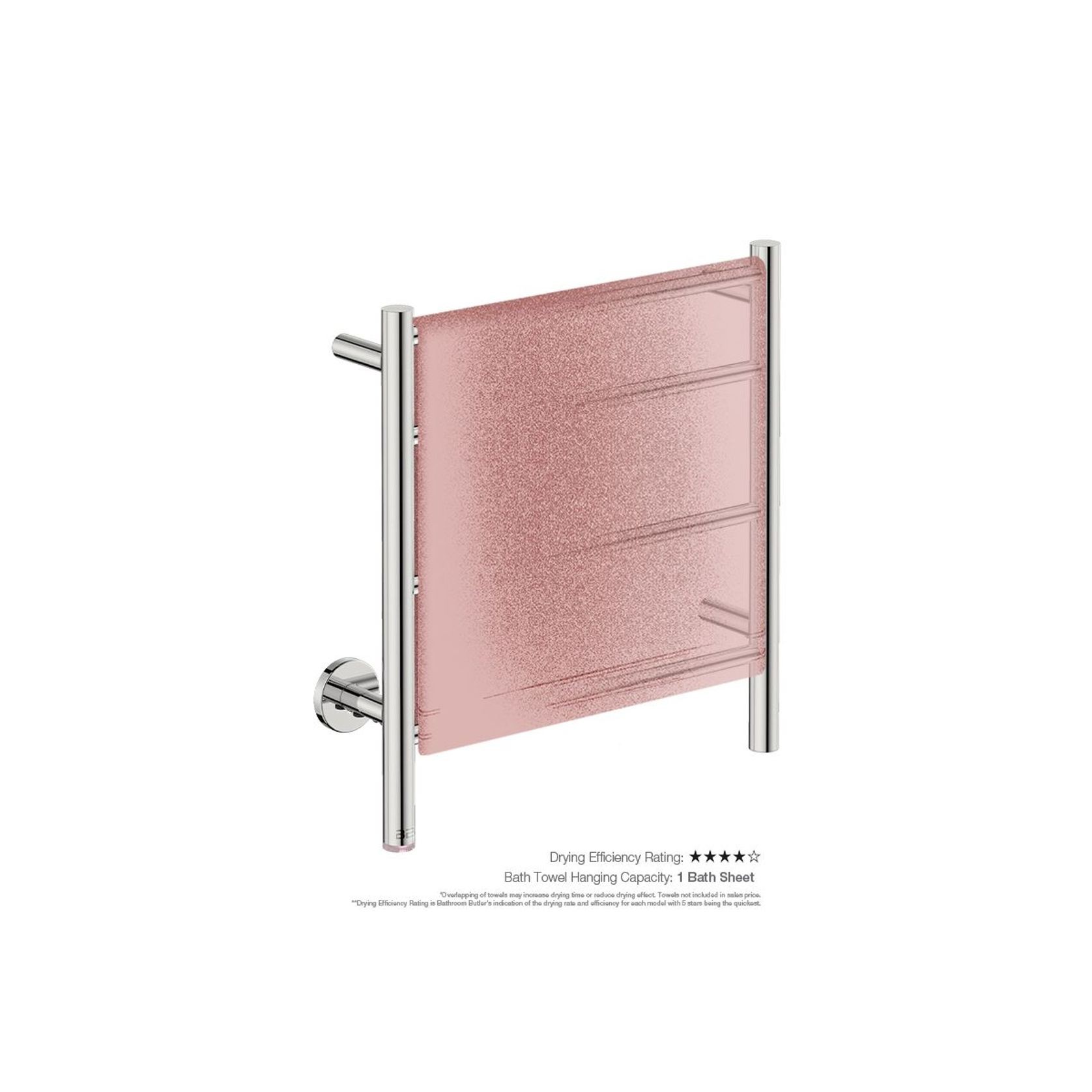 NATURAL 4 Bar 500mm Straight Heated Towel Rail with PTSelect Switch gallery detail image