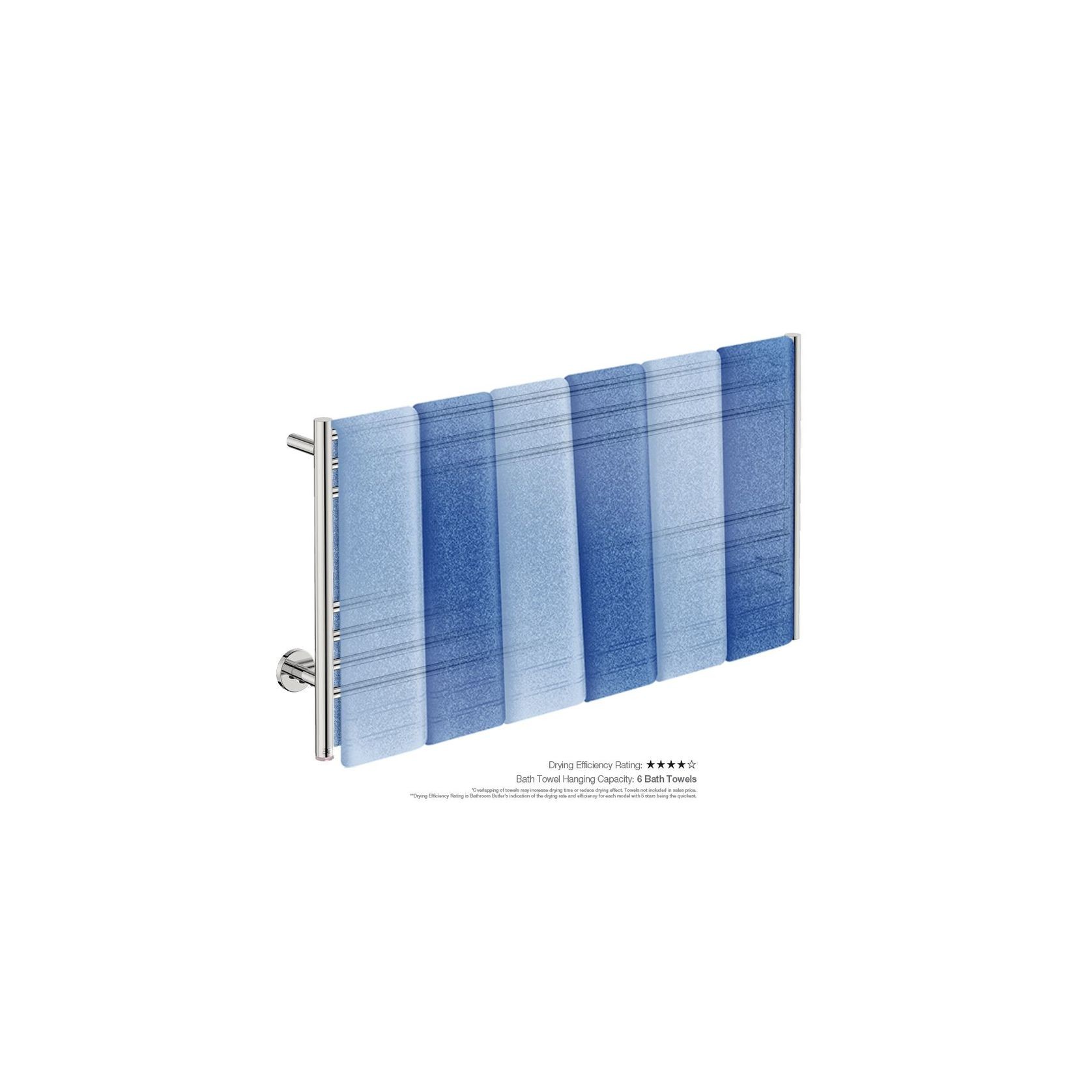 NATURAL 7 Bar 1100mm Straight Heated Towel Rail with PTSelect Switch gallery detail image