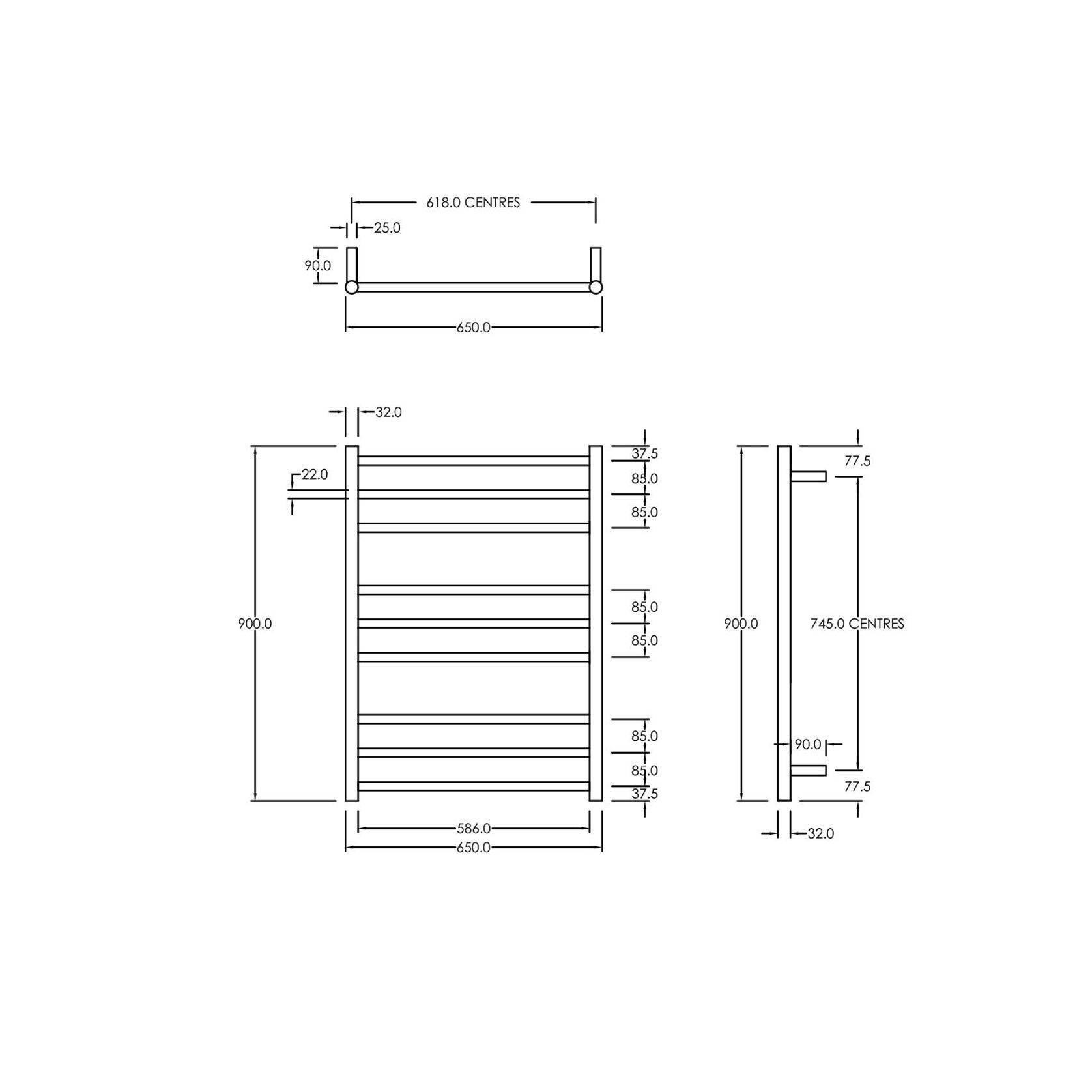 Round Towel Rail 240V 900 x 650mm Chrome gallery detail image