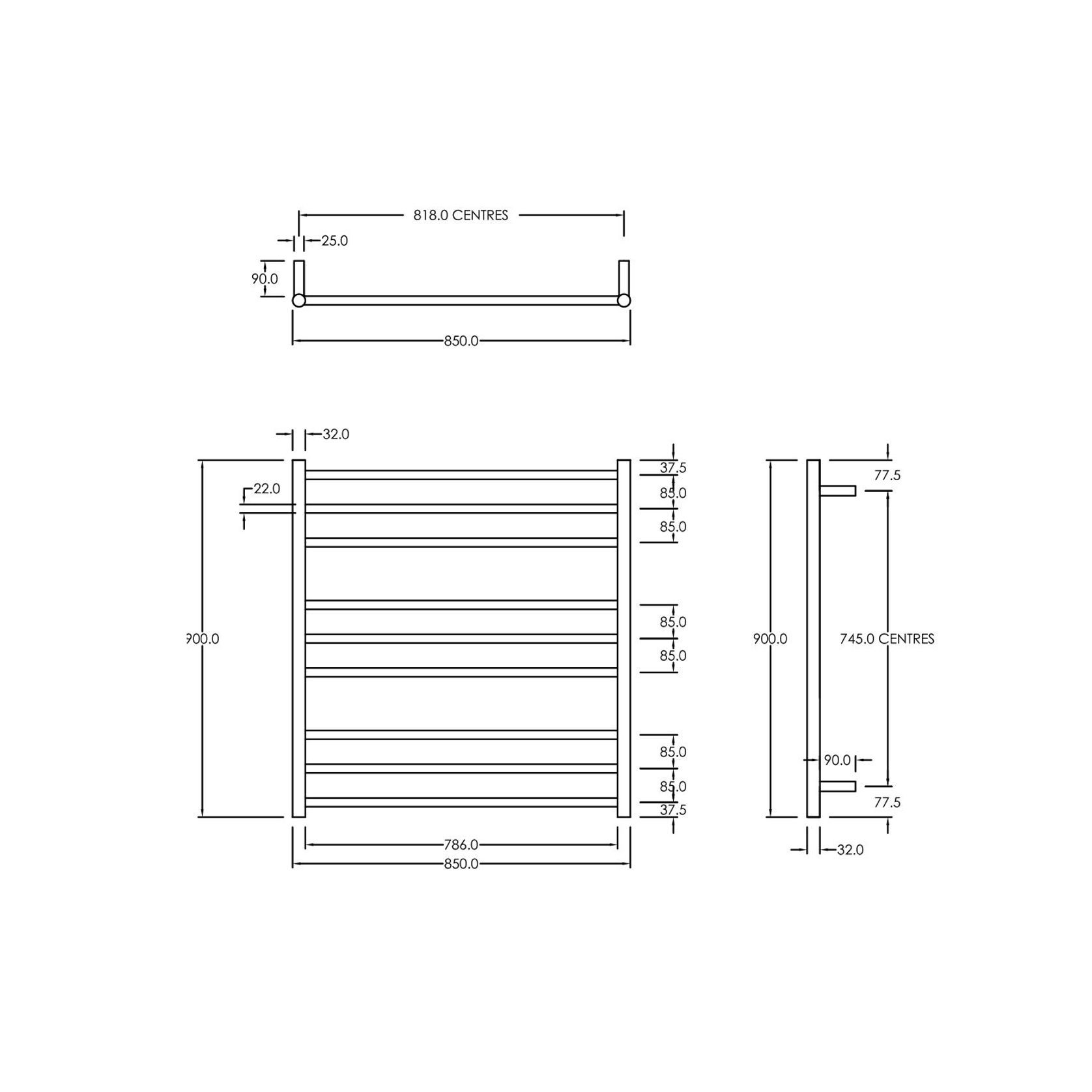 Round Towel Rail 240V 900 x 850mm Chrome gallery detail image