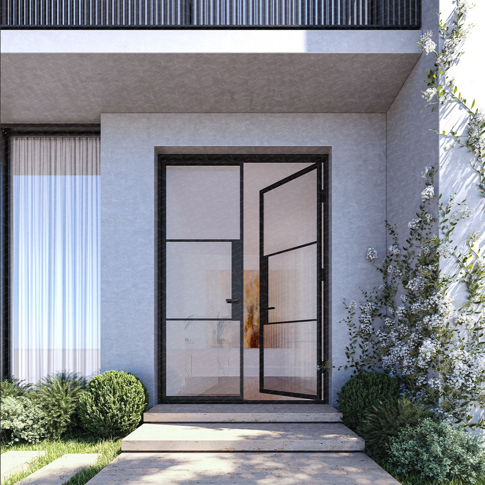 Steel Glass External Hinge Doors - Galvanised FPS50 gallery detail image