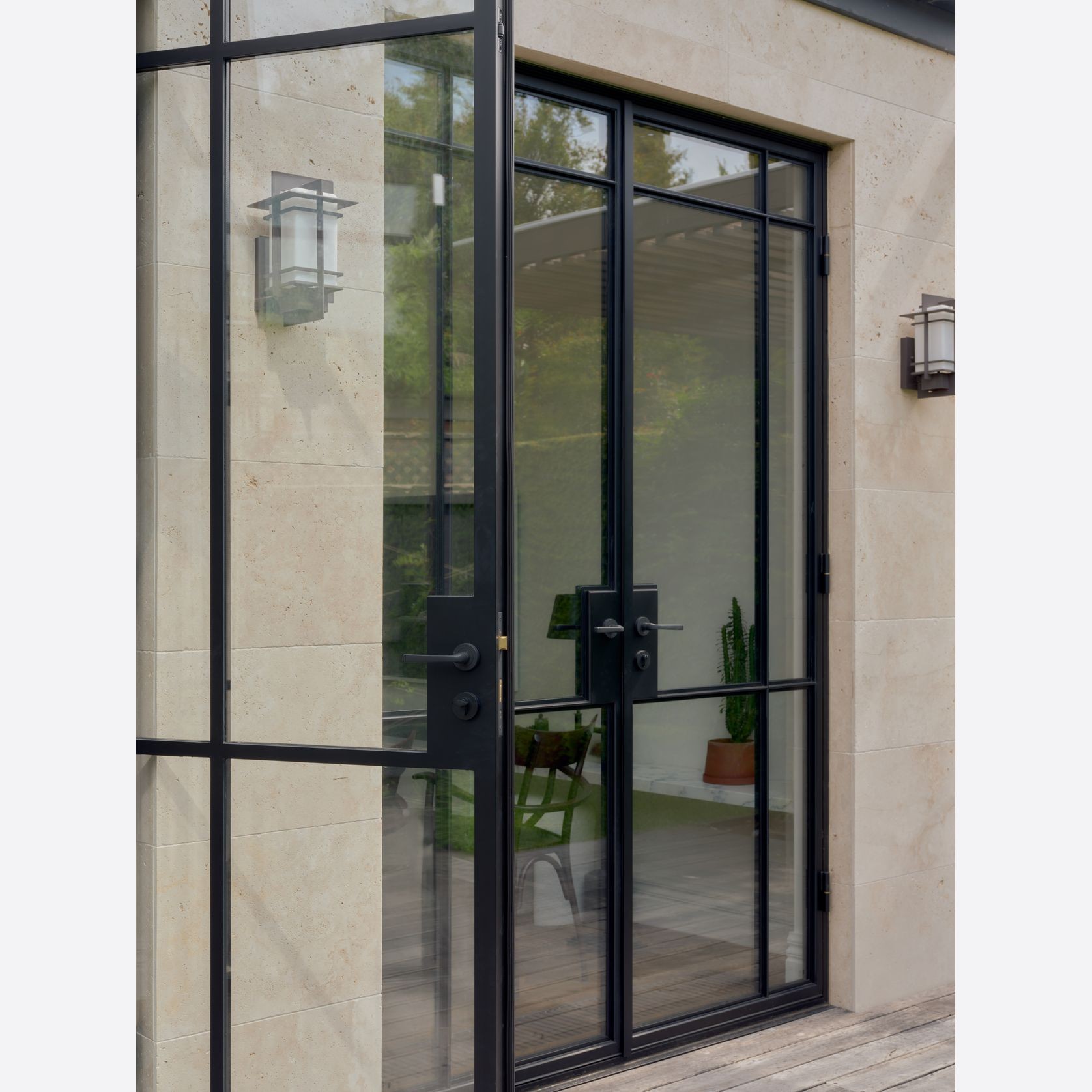 Steel Frame Glass Hinge Doors  - Galvanised FPS50 gallery detail image