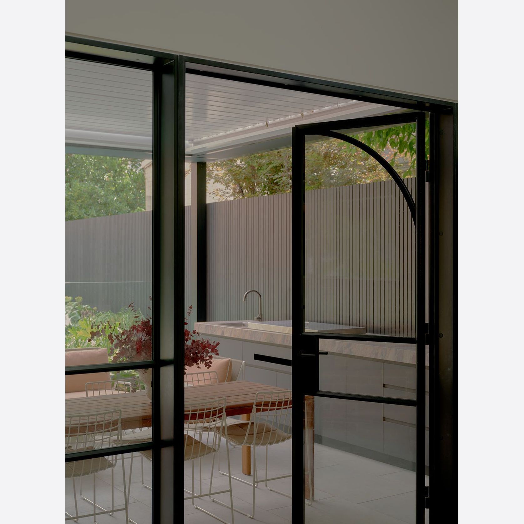 Arch Steel Frame Glass Hinge Doors - Galvanised FPS50 gallery detail image