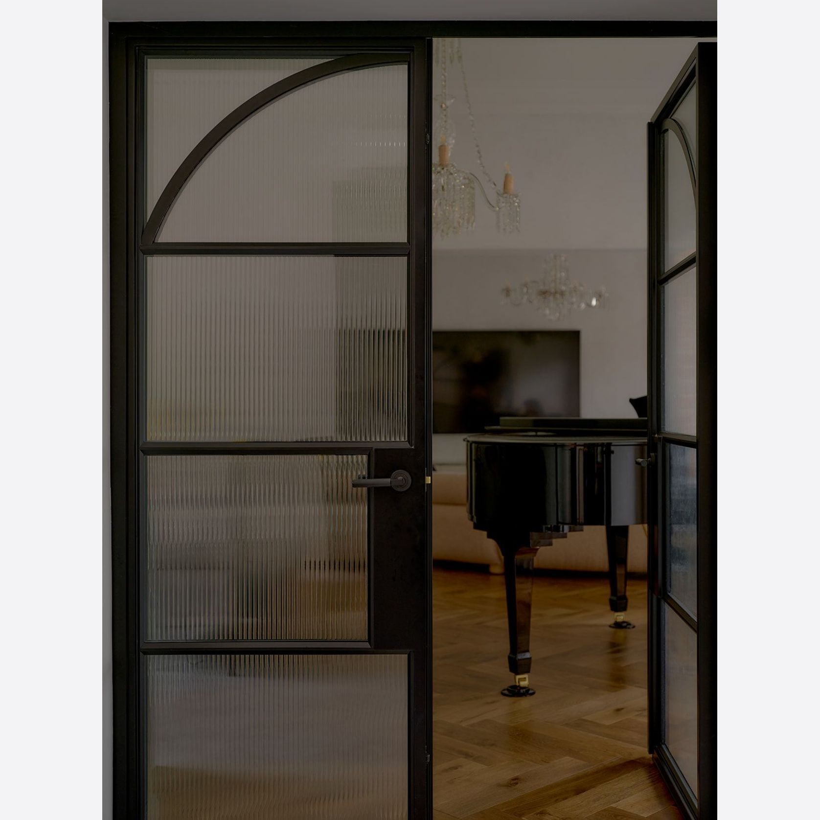 Arch Steel Frame Glass Hinge Doors - Galvanised FPS50 gallery detail image