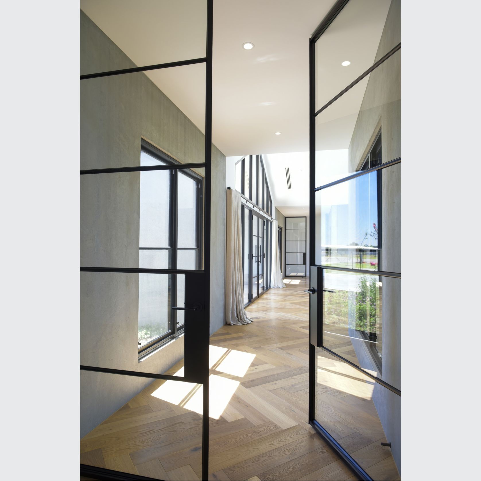 Steel Frame Glass Hinge Doors - Galvanised W40 gallery detail image