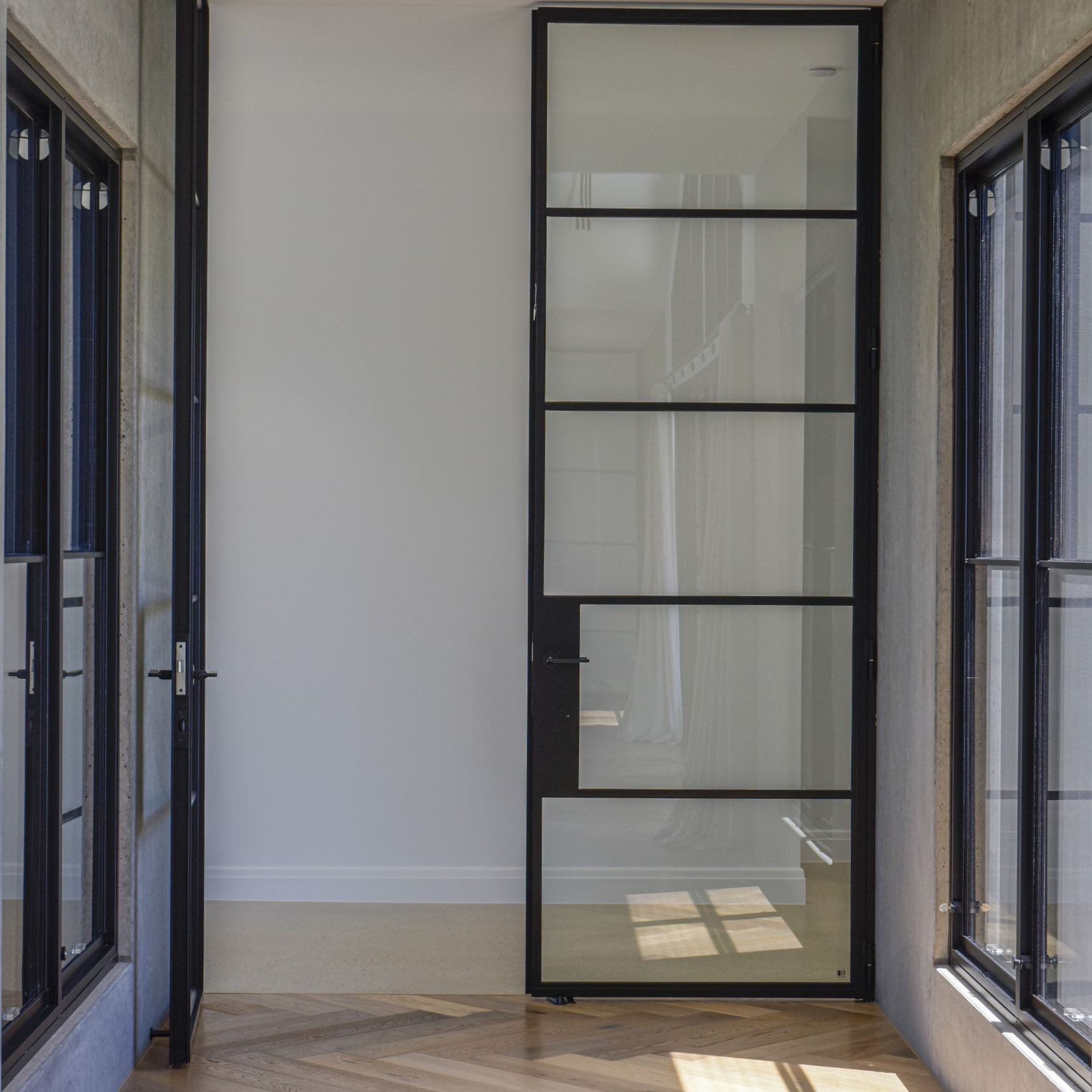 Steel Frame Glass Hinge Doors - Galvanised W40 gallery detail image