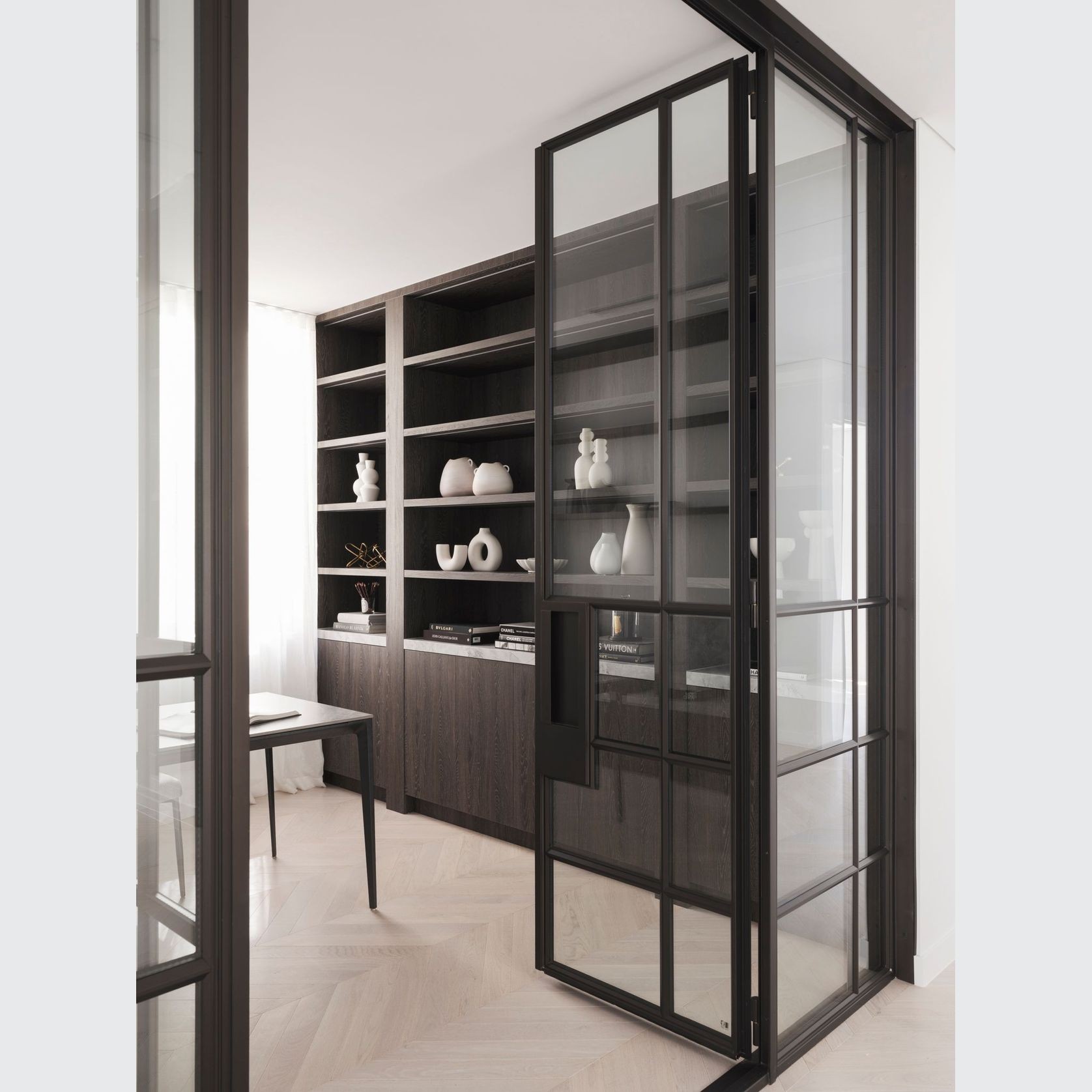 Steel Frame Glass Hinge Doors - Galvanised W40 gallery detail image