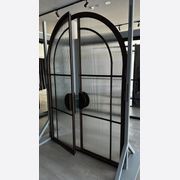 Arch Steel Frame Glass Hinge Doors - Galvanised W40 gallery detail image