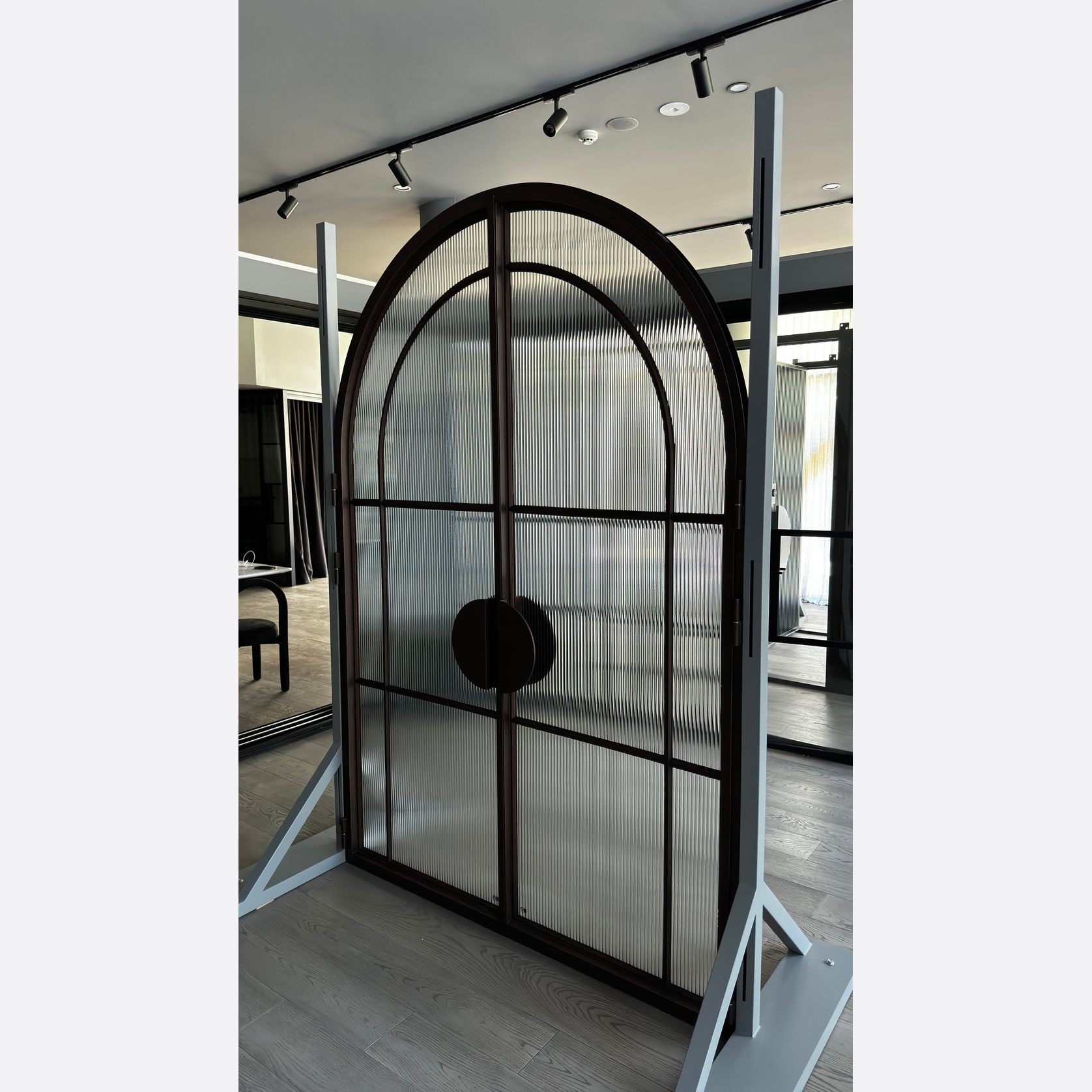 Arch Steel Frame Glass Hinge Doors - Galvanised W40 gallery detail image