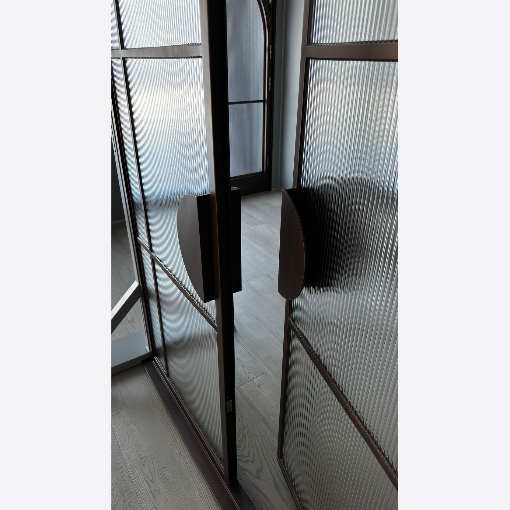 Arch Steel Frame Glass Hinge Doors - Galvanised W40 gallery detail image