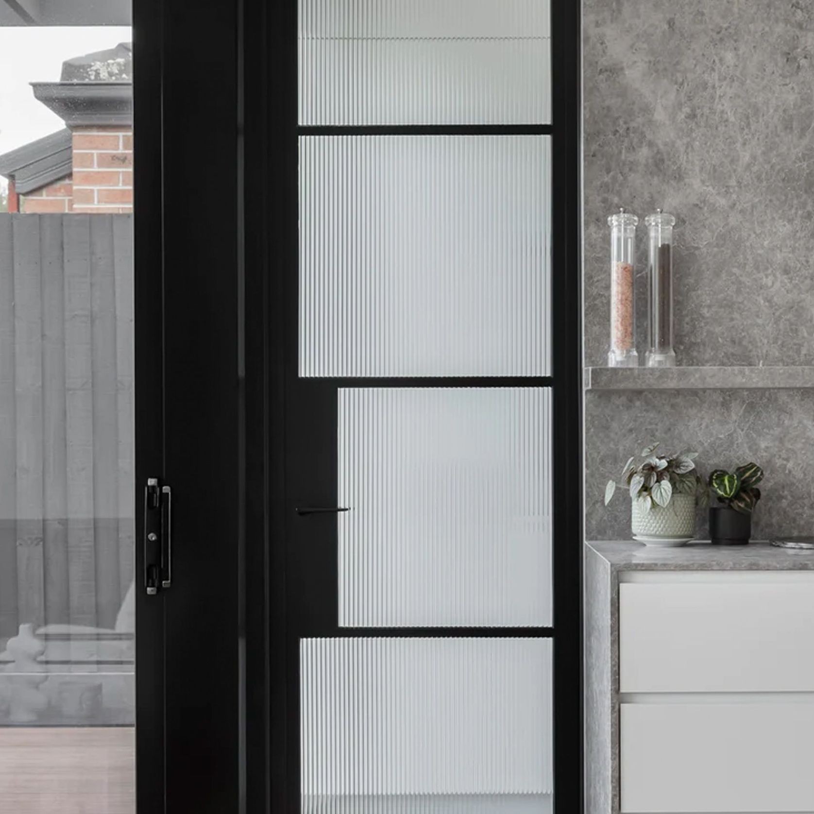 Steel Frame Glass Hinge Doors Galvanised FPS50 ArchiPro AU