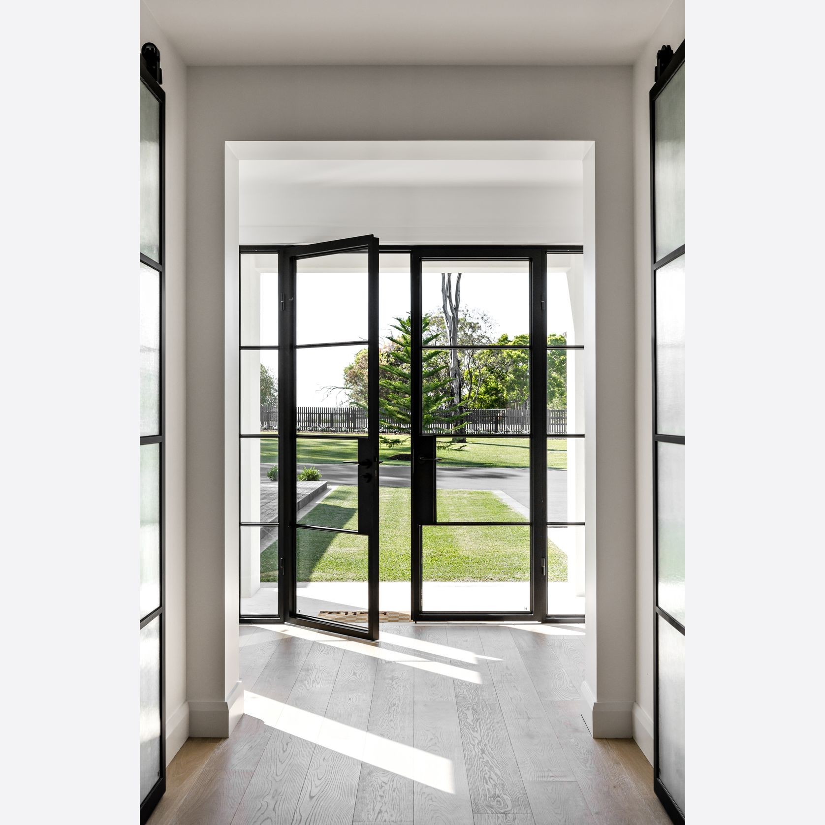 Steel Frame Glass Hinge Doors  - Galvanised FPS50 gallery detail image