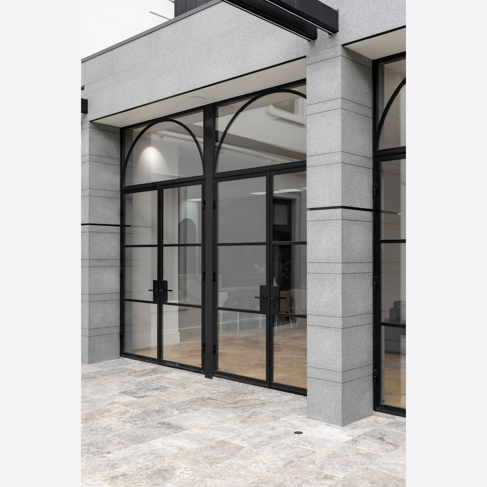 Arch Steel Frame Glass Hinge Doors - Galvanised FPS50 gallery detail image