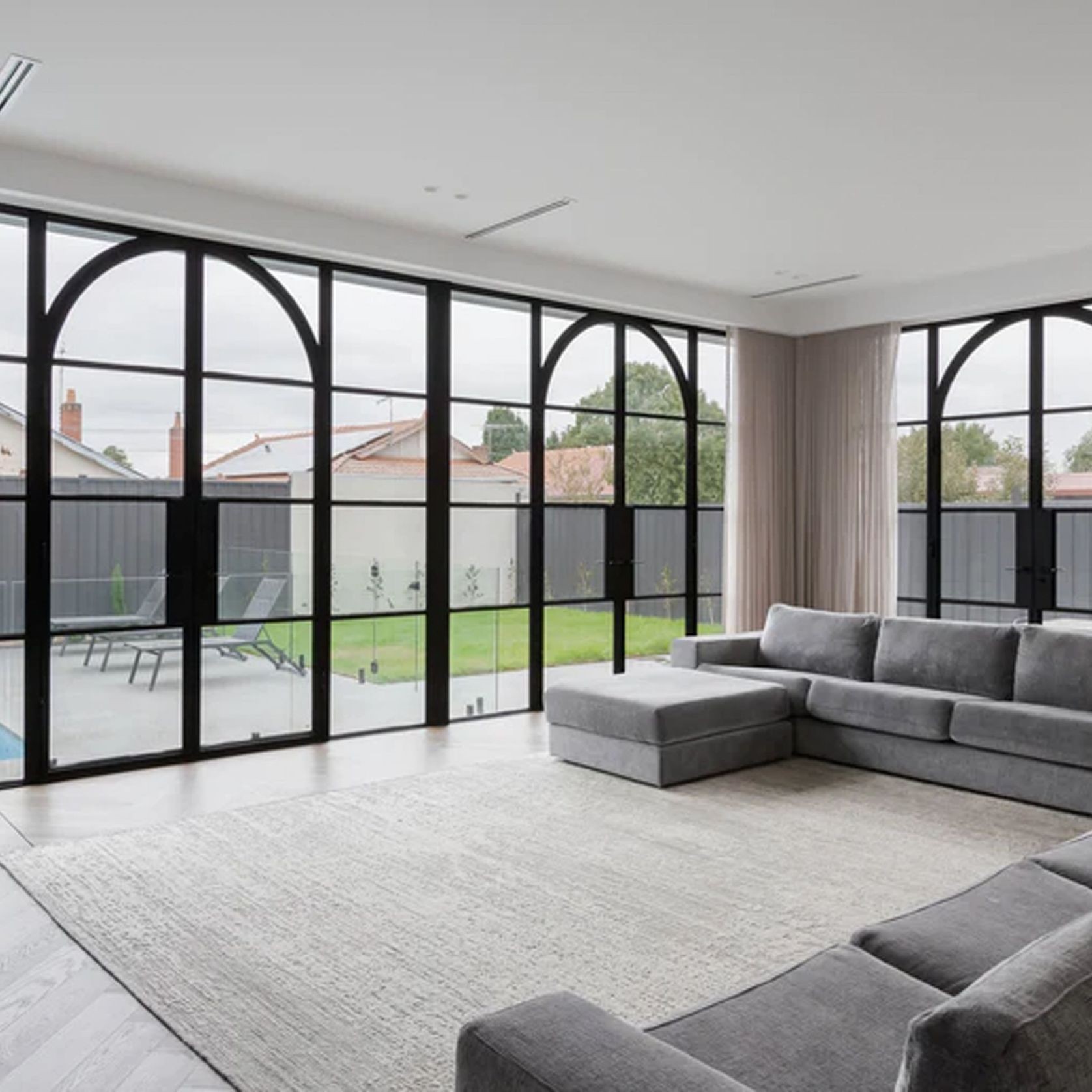 Steel Frame Glass Hinge Doors - Galvanised FPS50 | ArchiPro AU