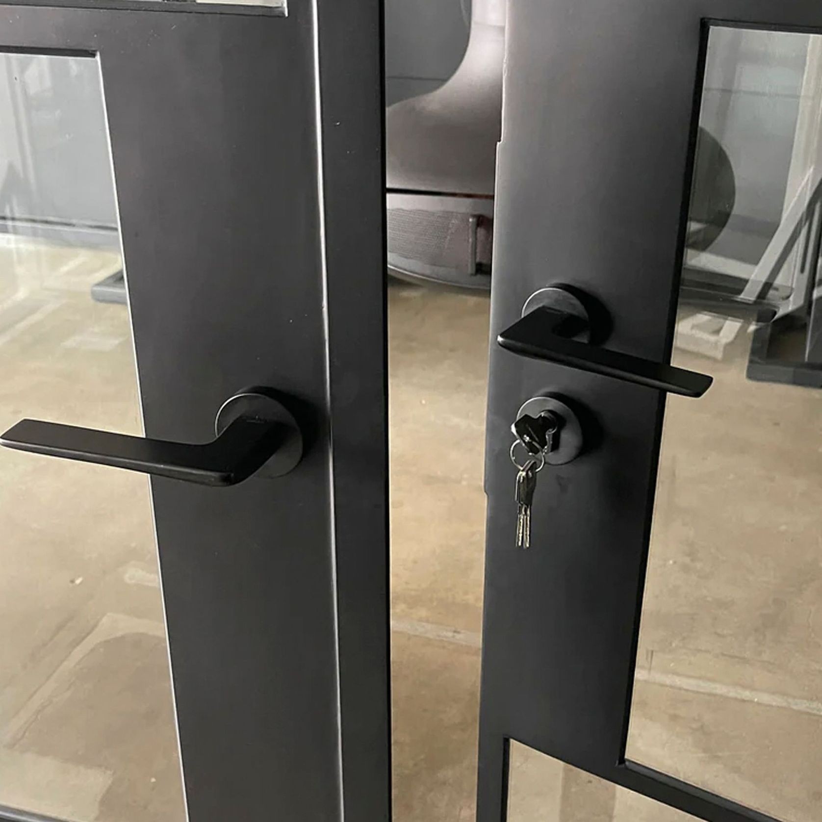 Steel Frame Glass Hinge Doors - Galvanised W40 gallery detail image